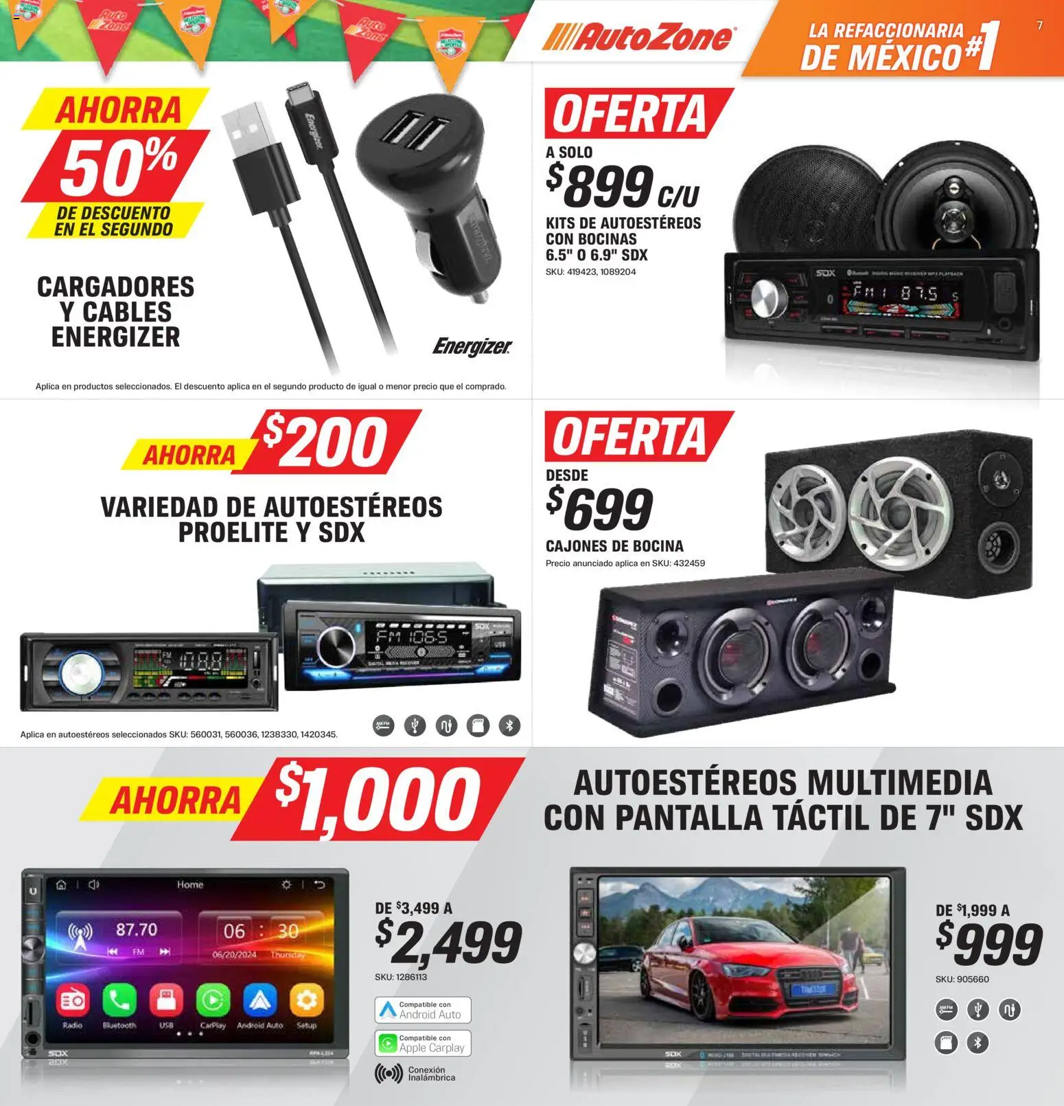 Nuevas ofertas de AutoZone válidas en toda la República Mexicana desde el 28/06/2026. ¡Encuentra las mejores ofertas en AutoZone catálogo! | Página: 7 | Productos: Radio, Bocina