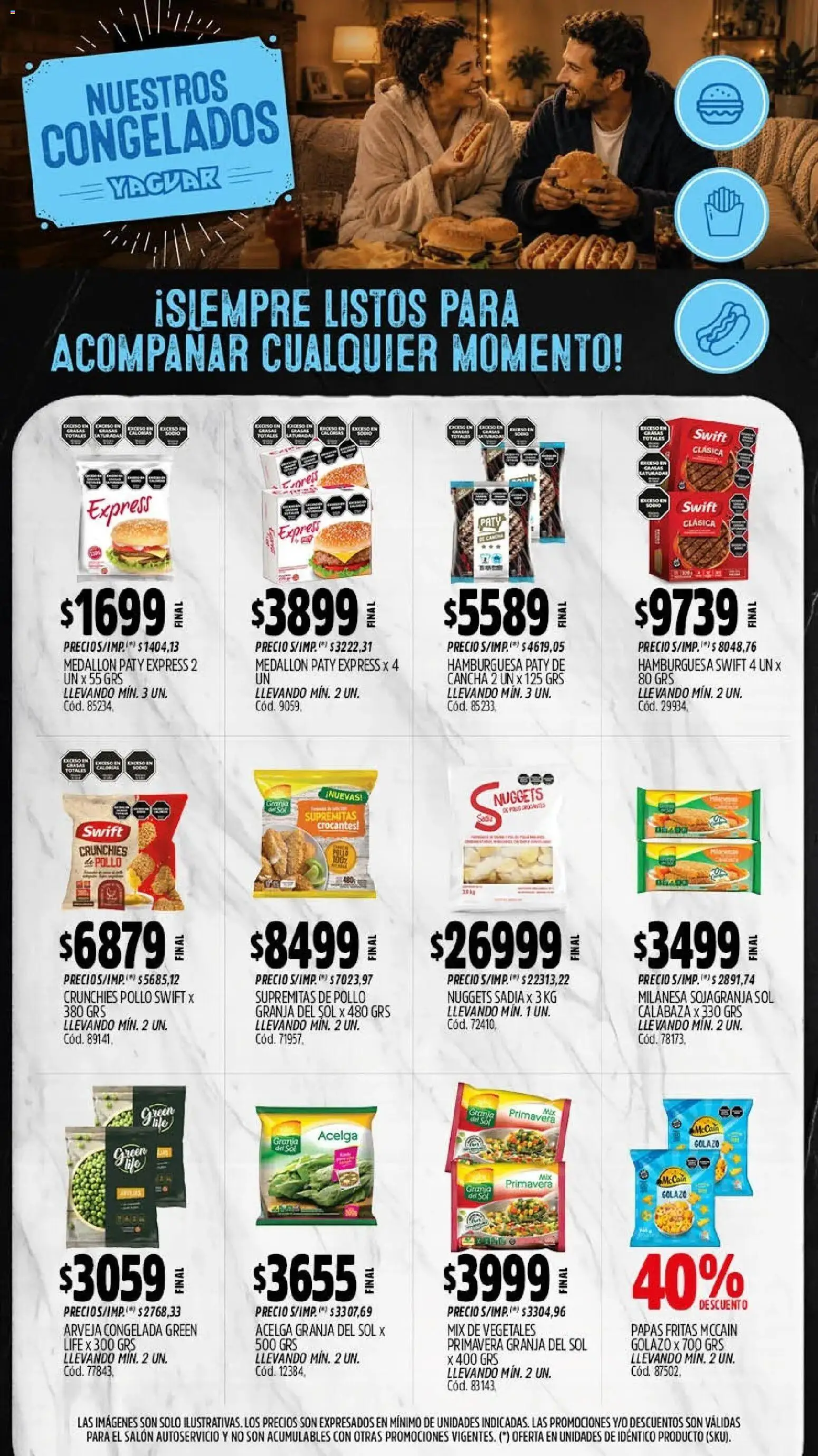 Yaguar catálogo │ válido desde el 24/08/2026 | Página: 9 | Productos: Arveja, Pollo, Milanesa, Hamburguesa