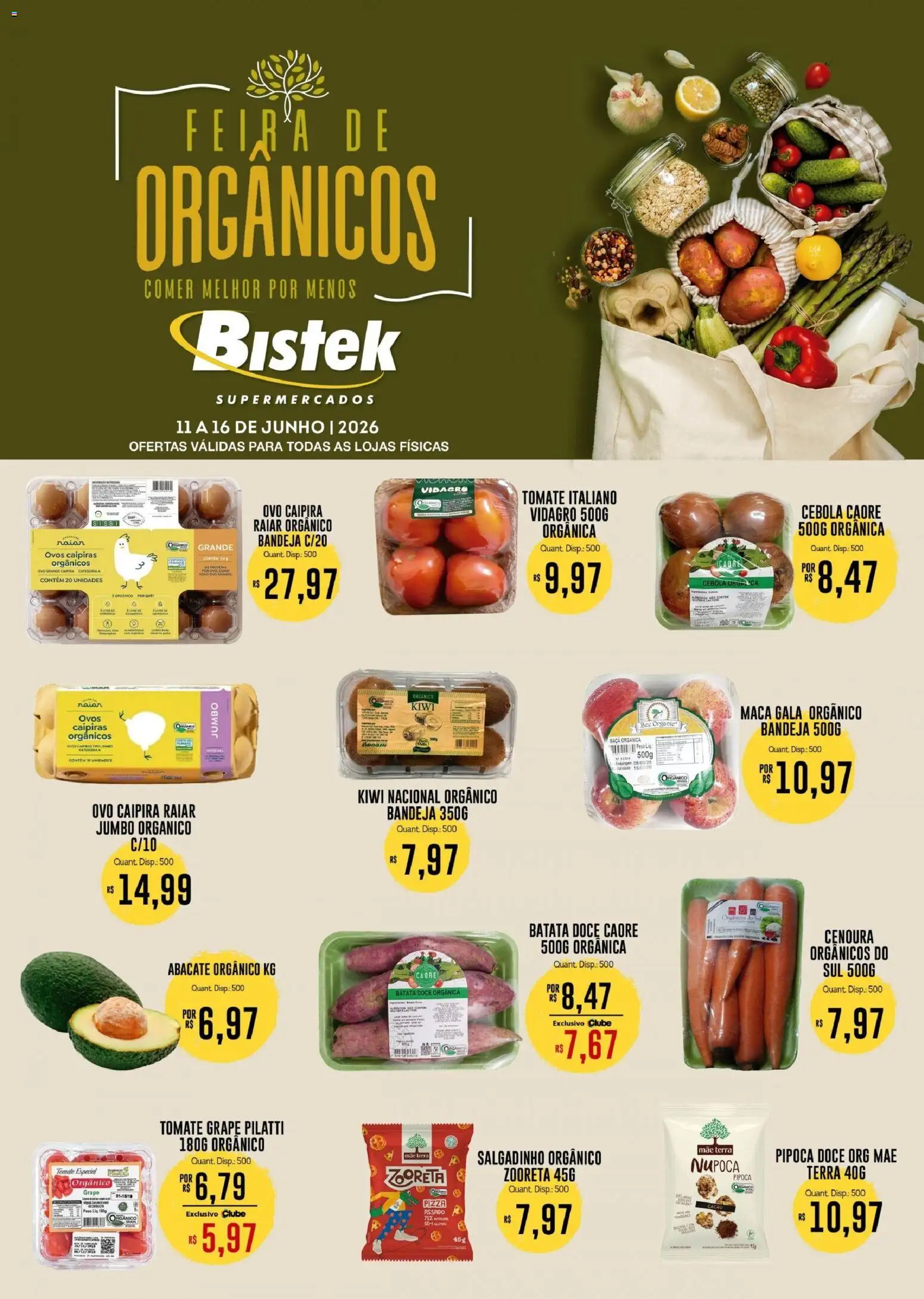 Bistek Supermercados Folheto - válido de 11.06.2026 | Página: 1 | Produtos: Ovos, Cenoura, Bandeja, Batata