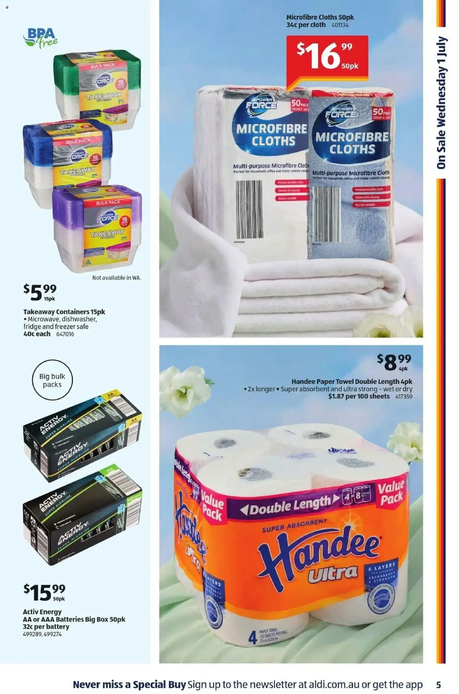 Aldi catalogue - valid from 01/07/2026 | Page: 5 | Products: Cloth, Box, Batteries, Multipurpose