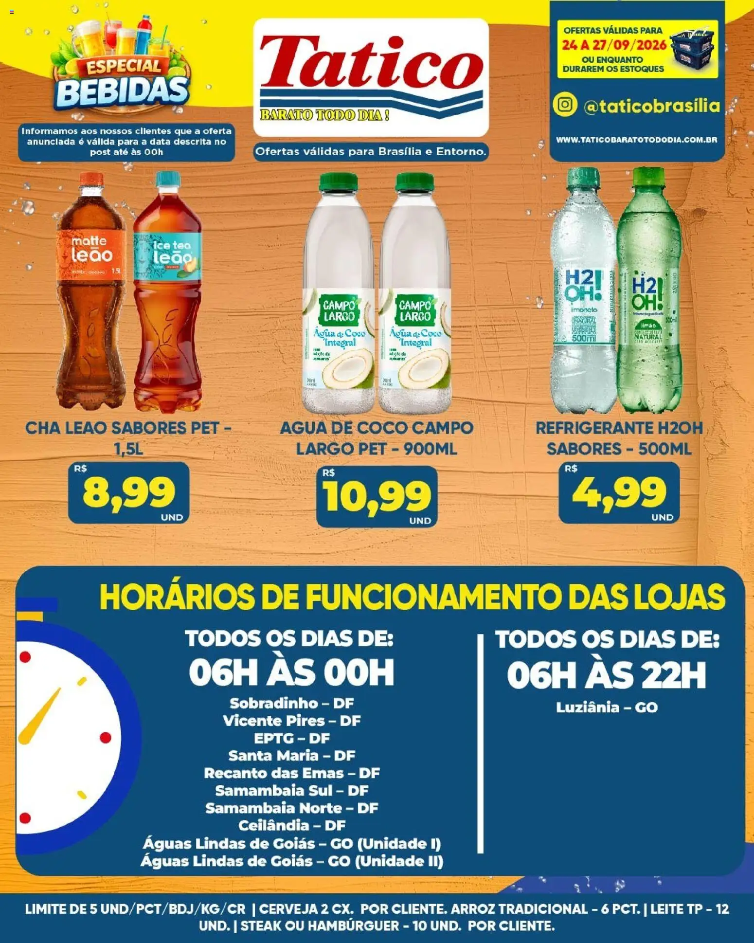 Tatico Folheto - válido de 25/09/2026 | Página: 28 | Produtos: Água de coco, Leite, Arroz, Hambúrguer