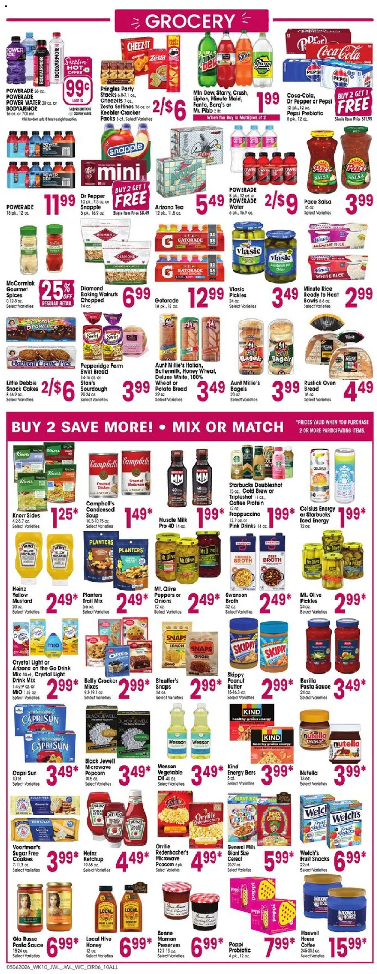 Jewel Osco Weekly Ad - IN - valid from 06.05.2026 | Page: 6 | Products: Oil, Pasta, Sauce, Sugar