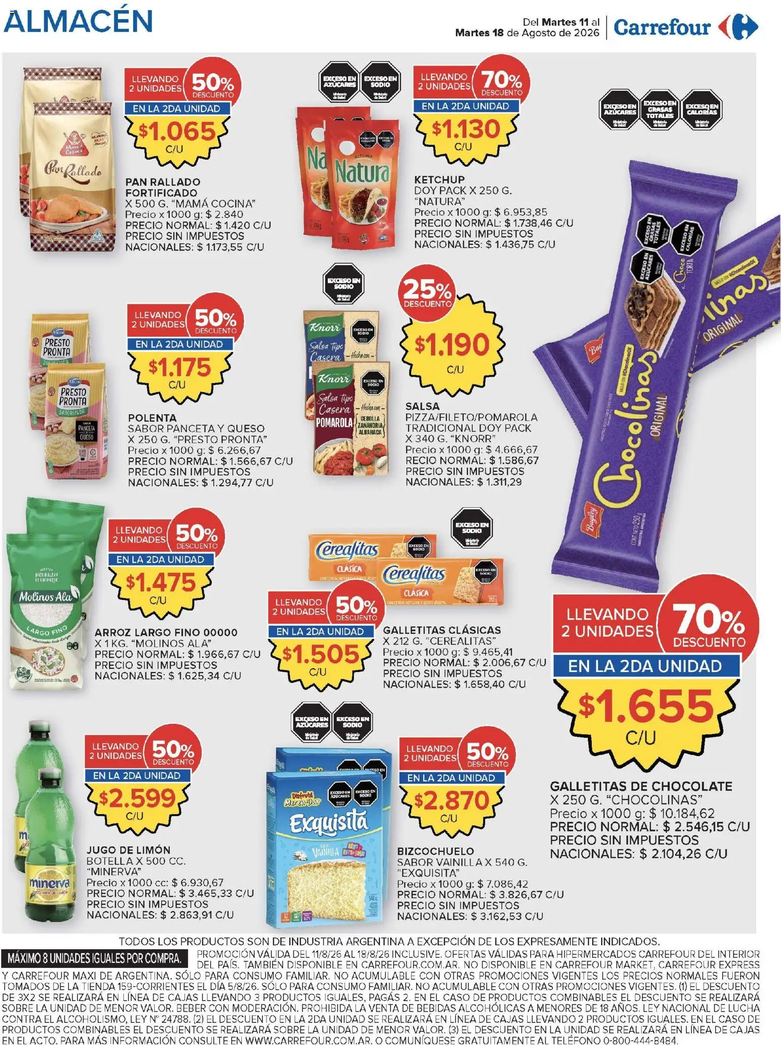 Carrefour ofertas │ válido desde el 11/08/2026 | Página: 4 | Productos: Cocina, Aceite vegetal, Jugo de limón, Cebolla