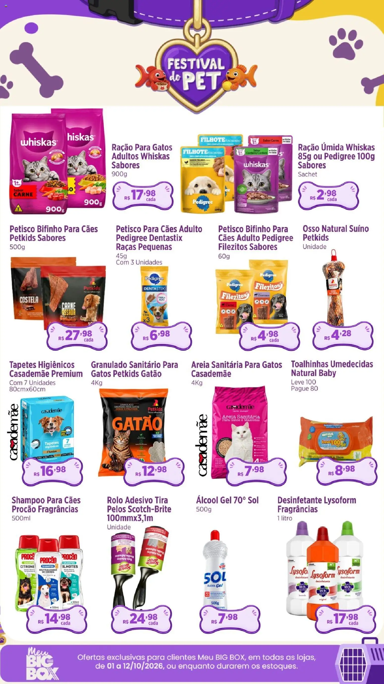 Big Box Folheto - válido de 01/10/2026 | Página: 1 | Produtos: Areia, Álcool, Cordeiro, Ração