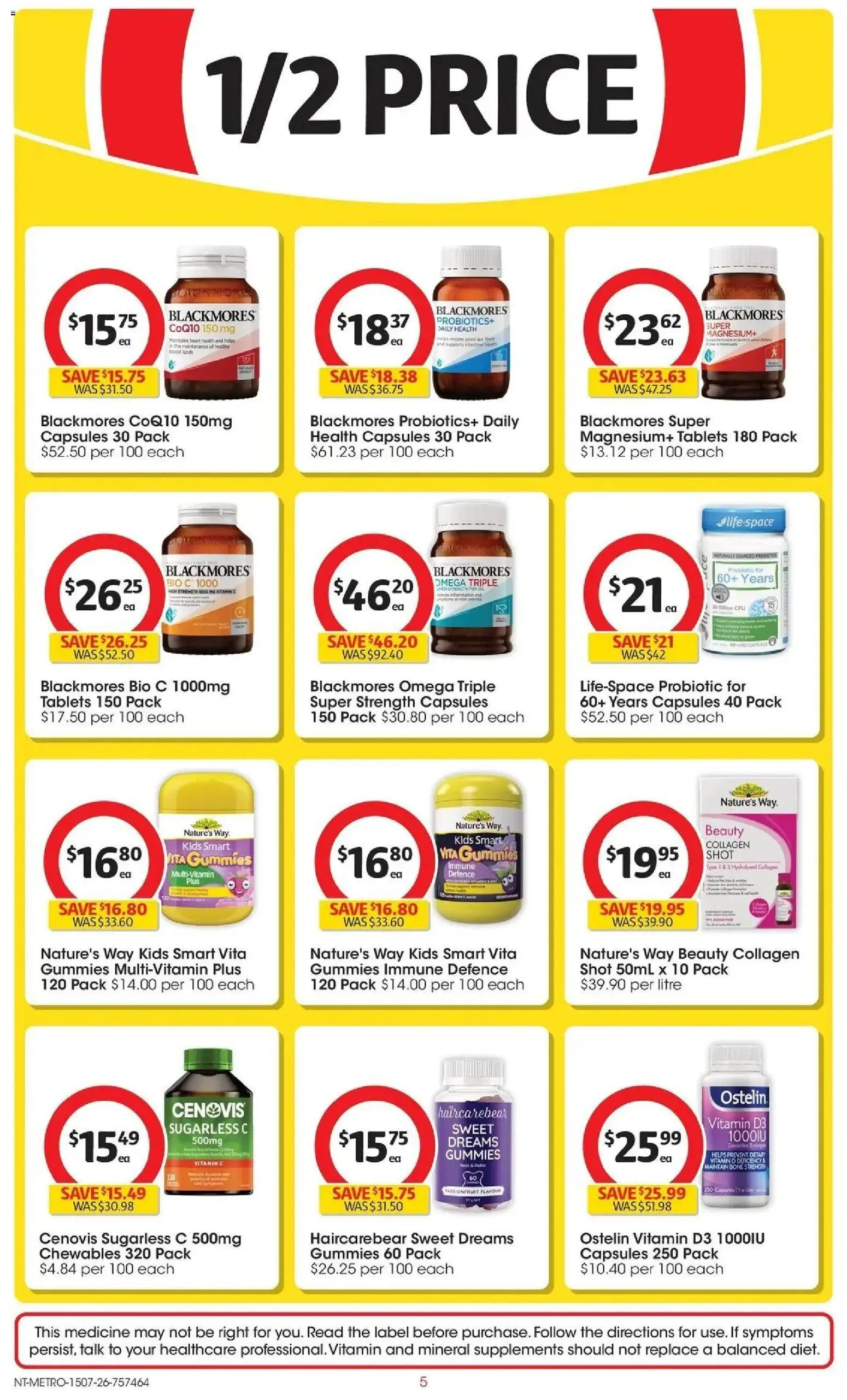 Coles catalogue - valid from 15/07/2026 | Page: 5 | Products: Passionfruit, Collagen, Multivitamin, Tablets