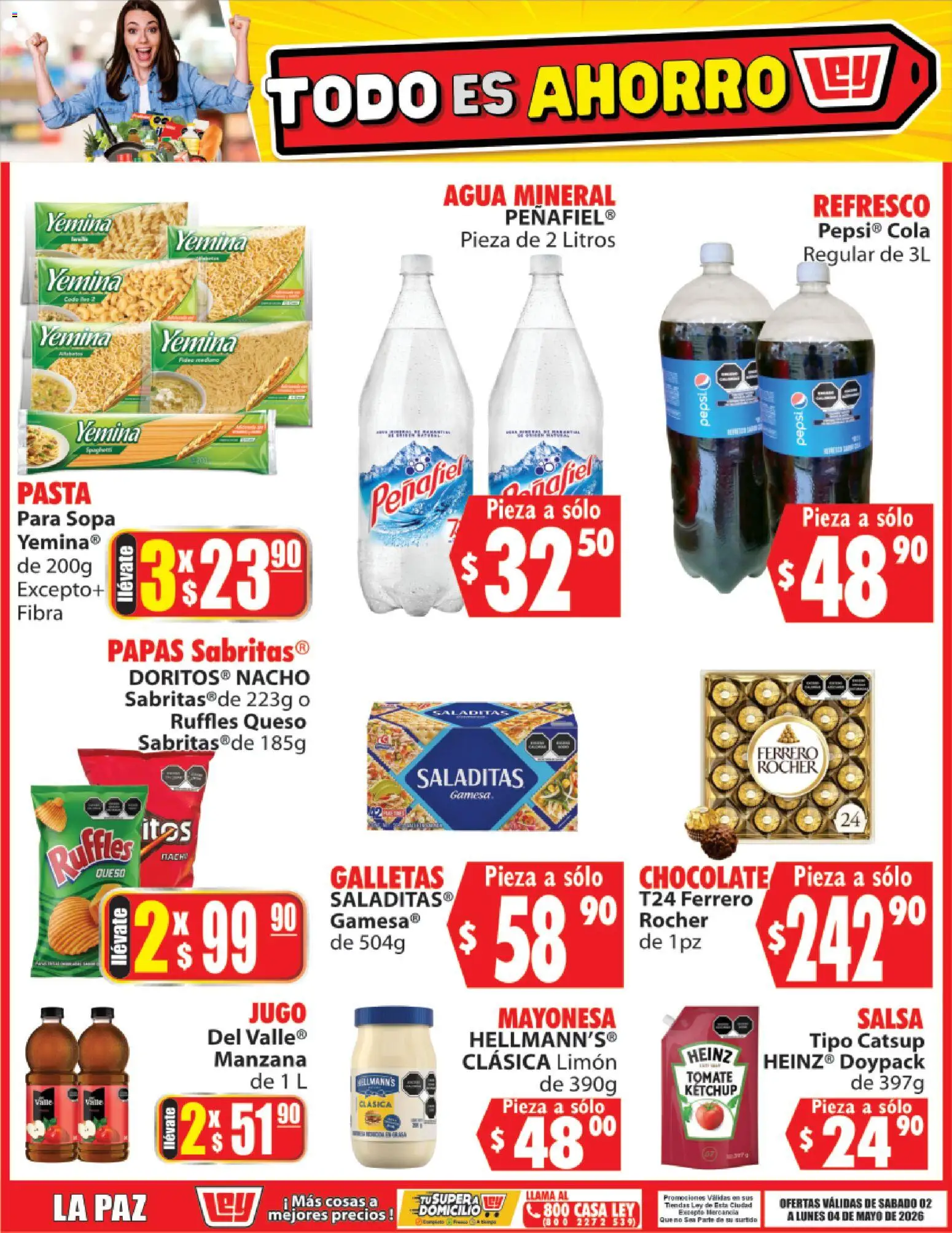 Nuevas ofertas de Casa Ley válidas en toda la República Mexicana desde el 02.05.2026. ¡Encuentra las mejores ofertas en Casa Ley folleto Todo es ahorro! | Página: 3 | Productos: Tomate, Limón, Pasta, Catsup