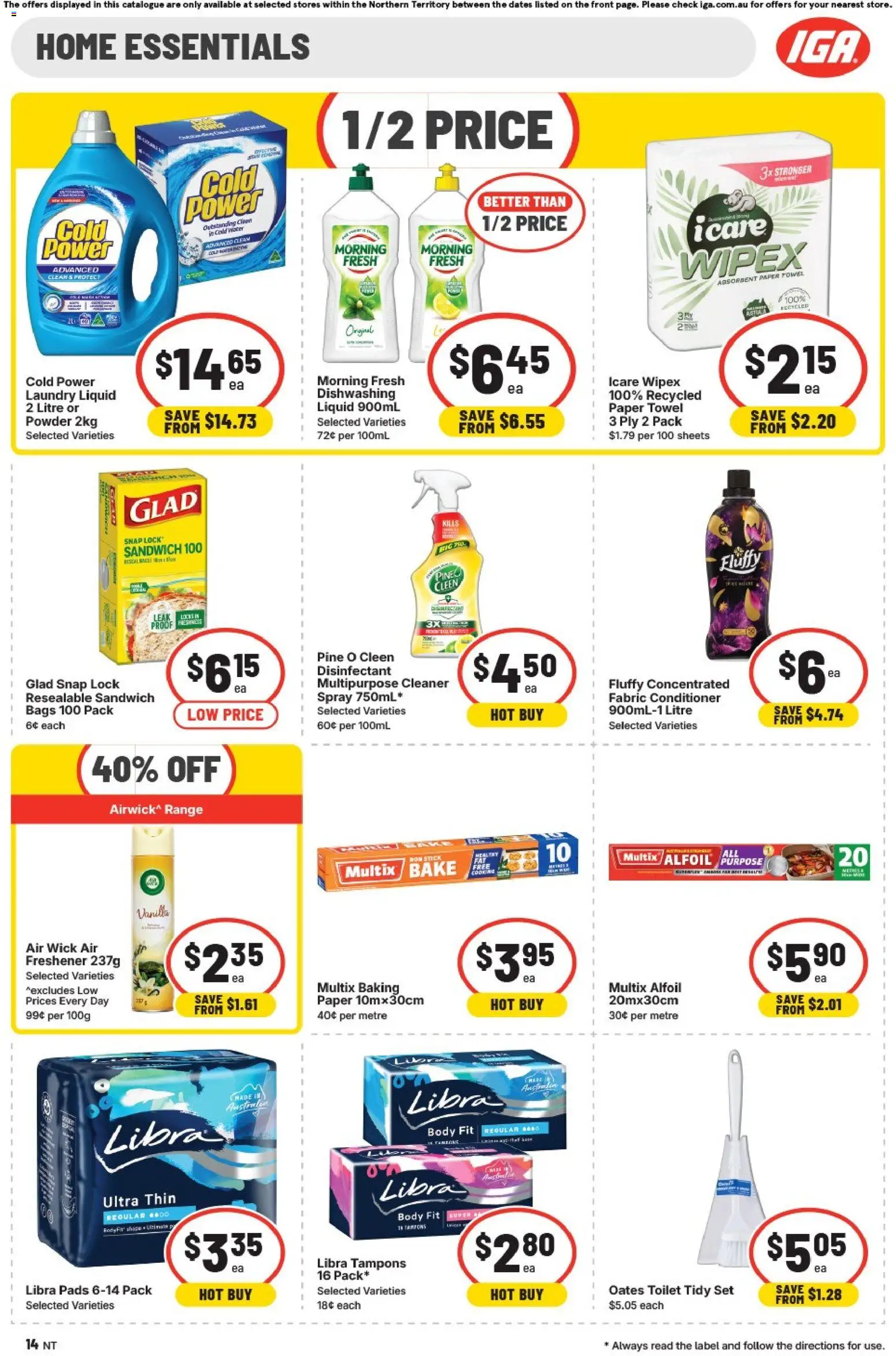 IGA catalogue - valid from 01/07/2026 | Page: 14 | Products: Powder, Conditioner, Water, Multipurpose