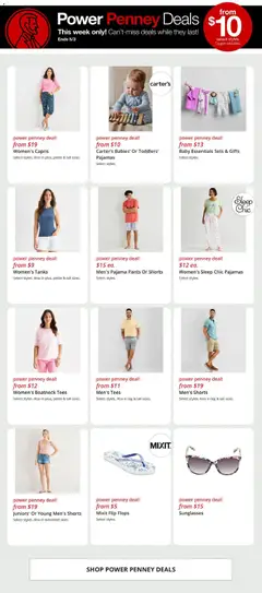 Preview of JCPenney weekly ads valid from 27.04.2026 | Page: 2 | Products: Pants, Shorts, Pajamas, Flops