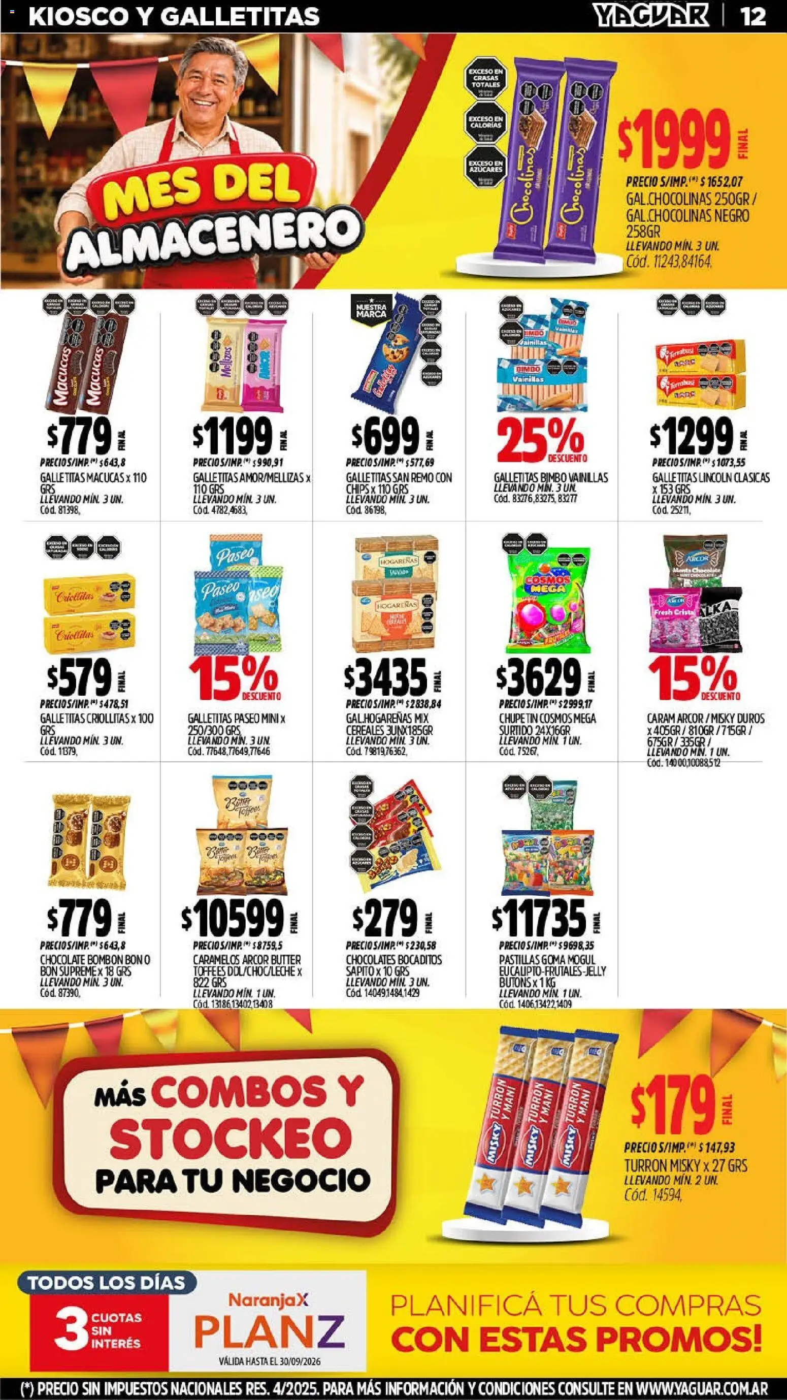 Yaguar - Oferta Semanal San Juan │ válido desde el 14/09/2026 | Página: 12 | Productos: Galletitas, Mani, Chocolate, Cereales