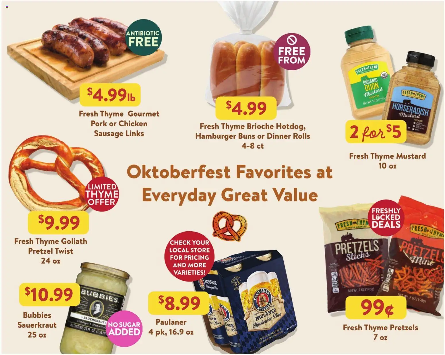Fresh Thyme Weekly Ad - valid from 09/09/2026 | Page: 5 | Products: Horseradish, Pork, Sauerkraut, Sausage