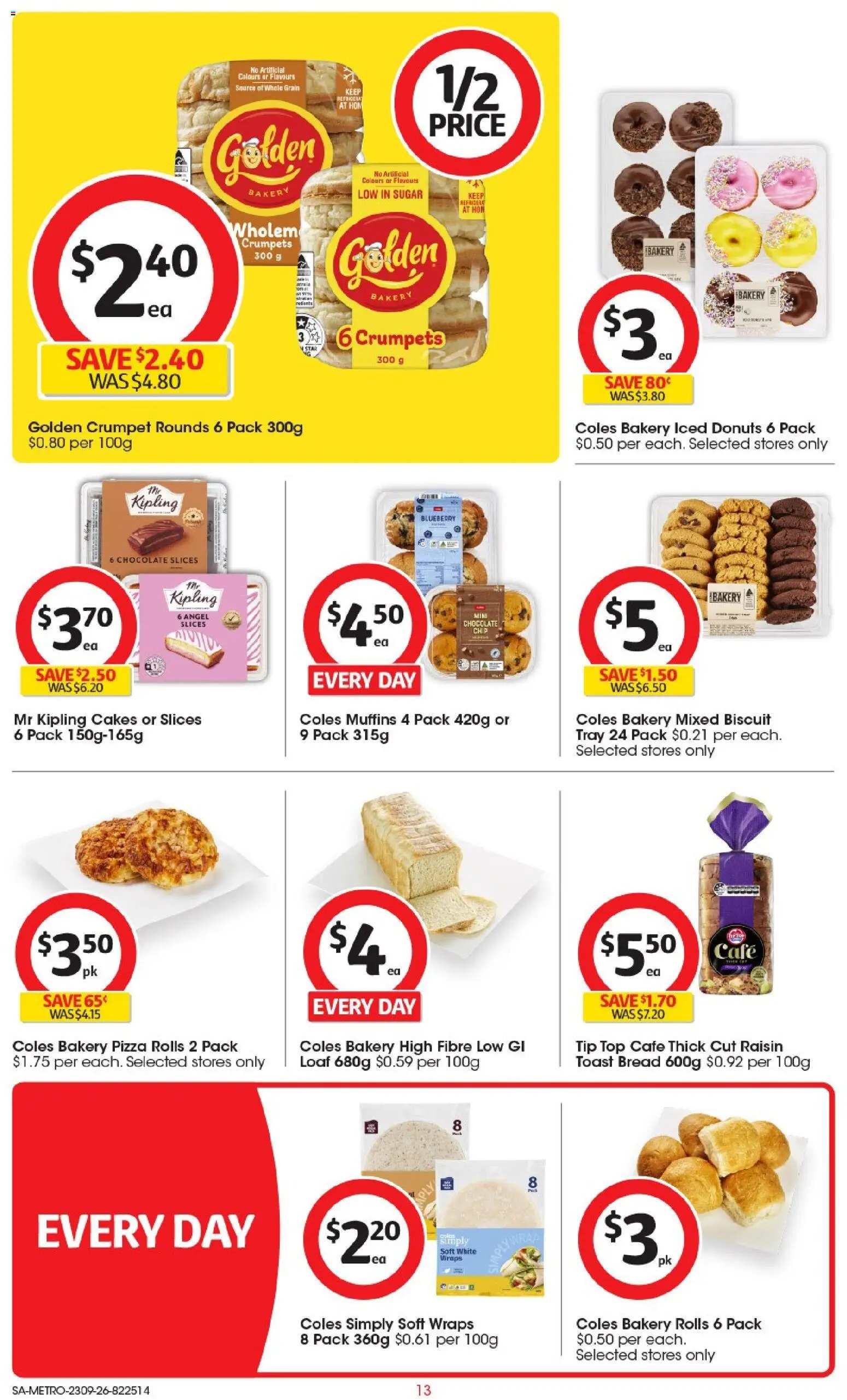 Coles catalogue - valid from 23/09/2026 | Page: 13 | Products: Crumpets, Donuts, Chocolate, Pizza