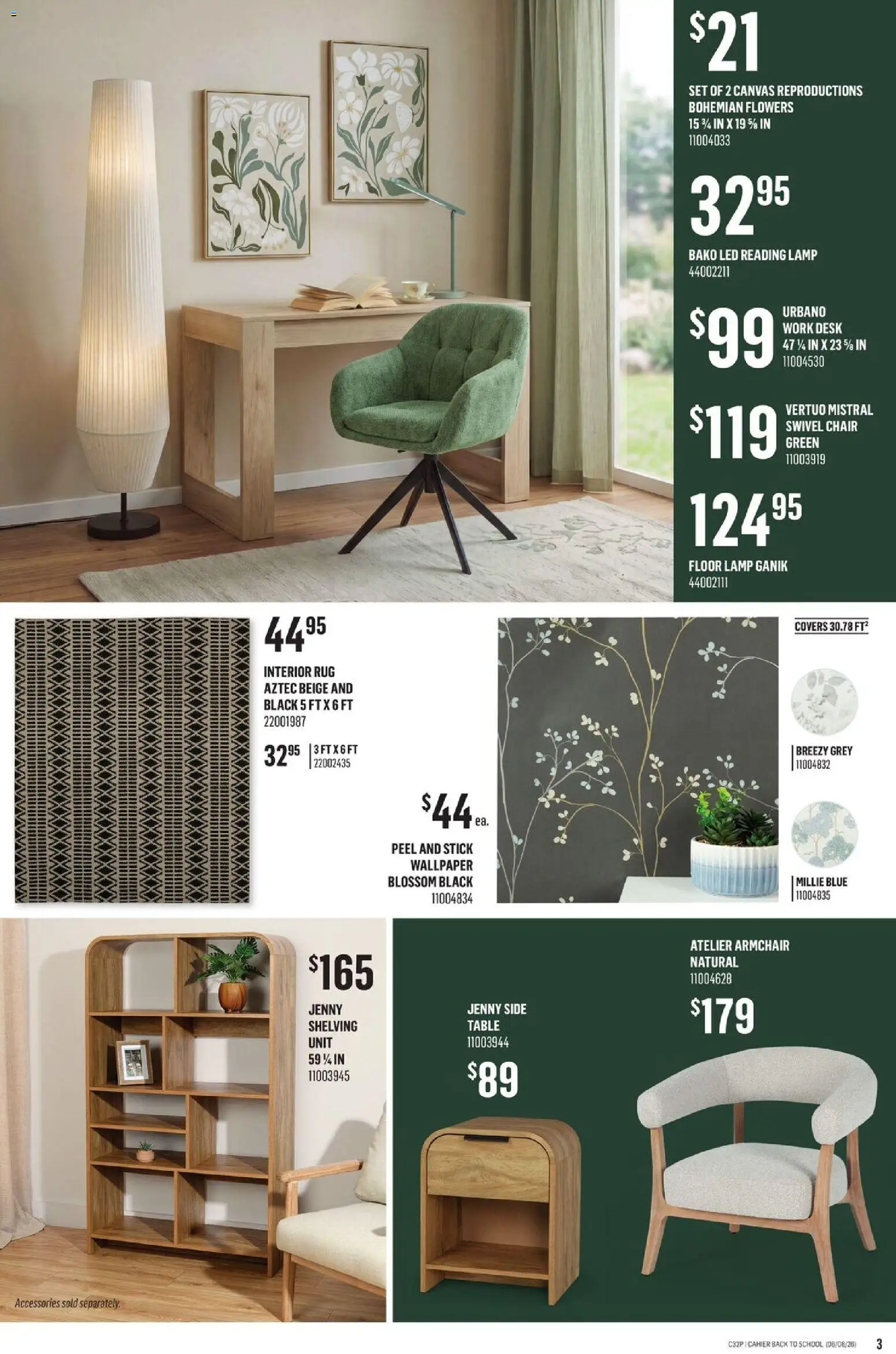 Canac flyer valid from Aug 6, 2026 | Page: 3 | Products: Armchair, Table, Chair, Lamp