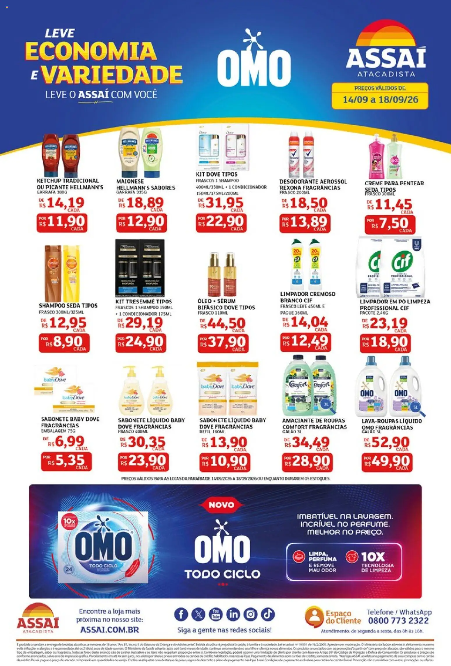 Assaí Atacadista Folheto - válido de 14/09/2026 | Página: 1 | Produtos: Roupas, Creme, Sabonete, Amaciante