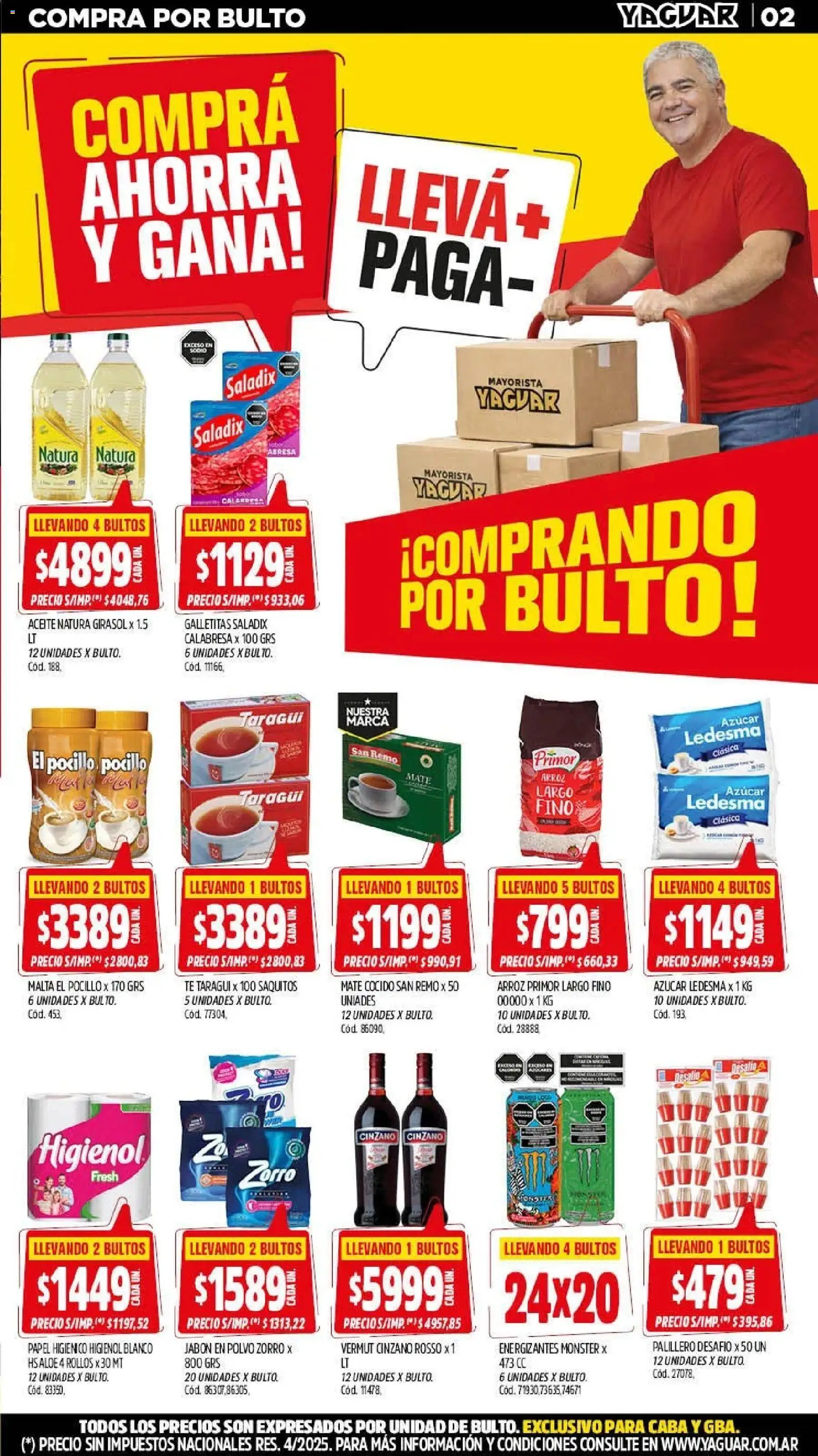 Yaguar catálogo │ válido desde el 13.04.2026 | Página: 2 | Productos: Galletitas, Azucar, Jabón en polvo, Mate cocido