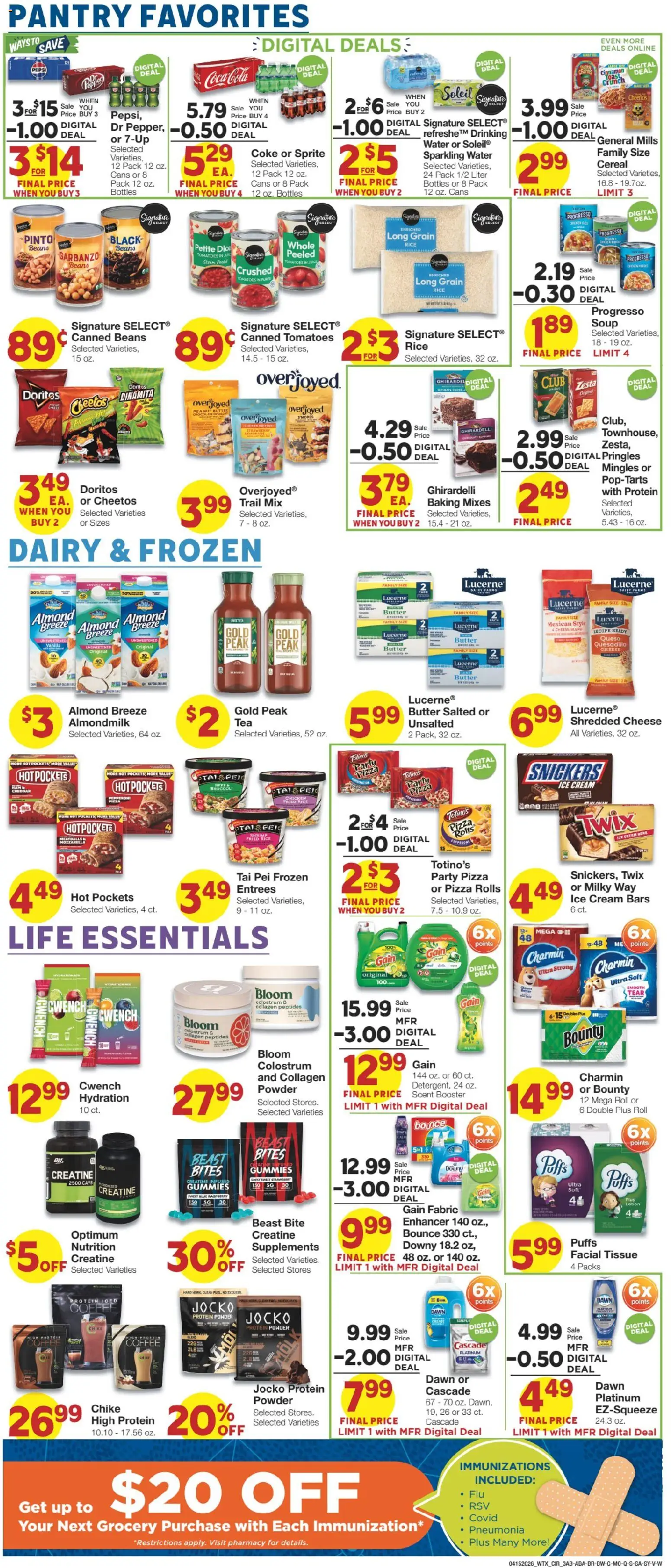 United Supermarkets Weekly Ad - valid from 15.04.2026 | Page: 3 | Products: Creatine, Coffee, Rice, Cream
