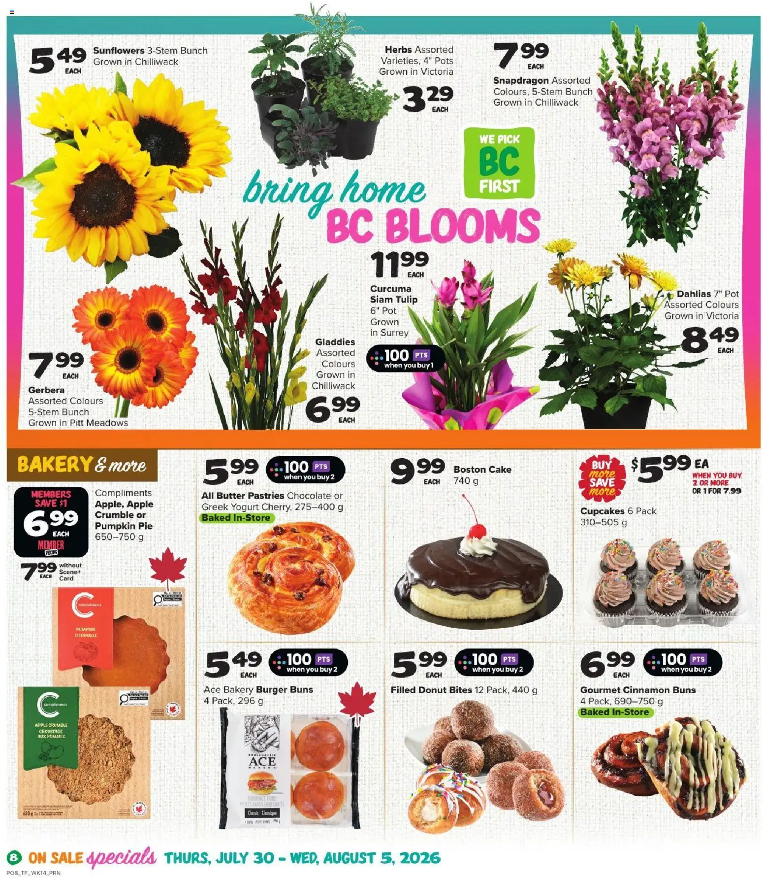 Thrifty Foods flyer valid from Jul 30, 2026 | Page: 9 | Products: Bakery, Butter, Chocolate, Pumpkin