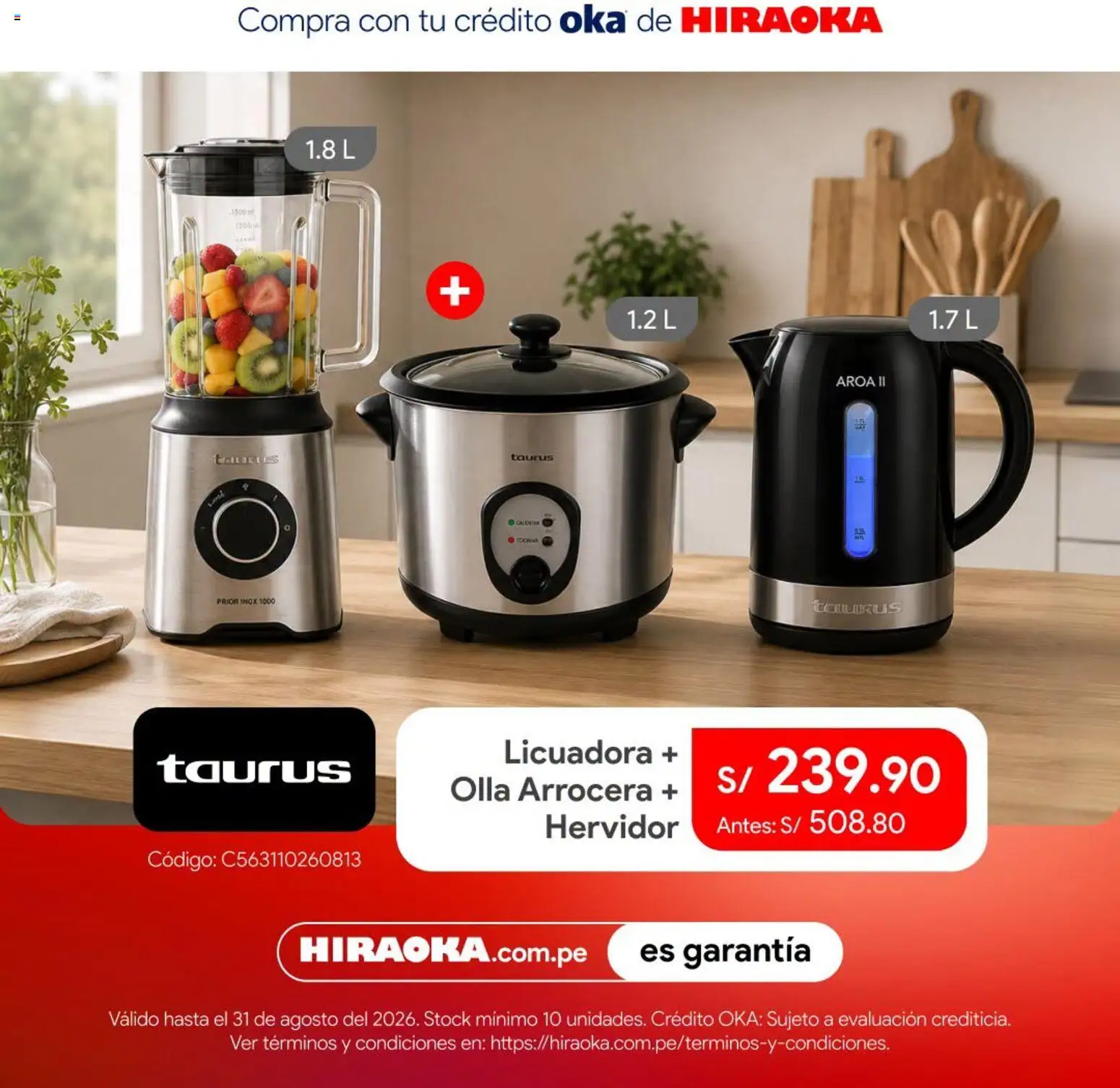 Catálogo Hiraoka válido desde 25/08/2026 | Página: 6 | Productos: Arrocera, Hervidor, Licuadora