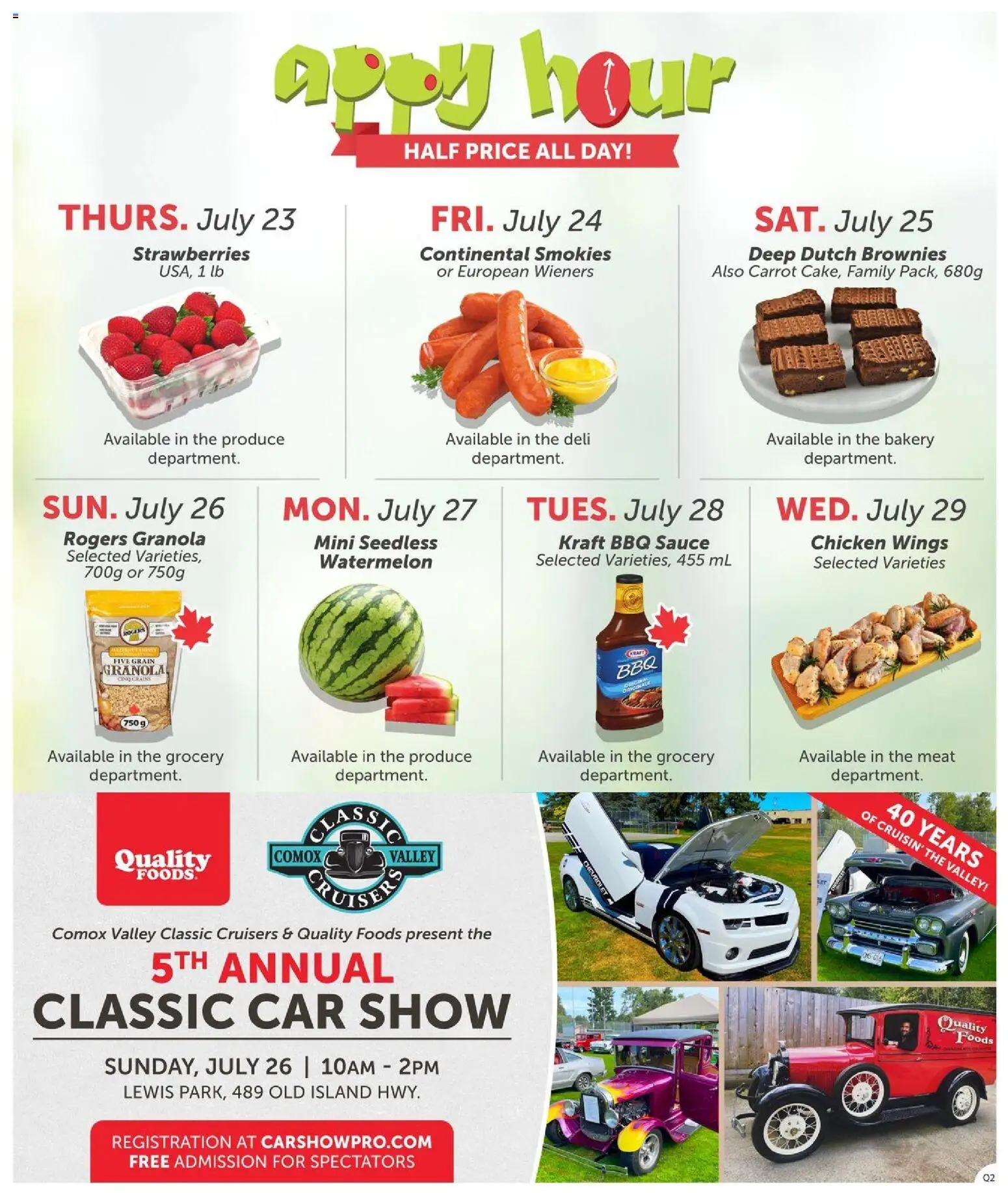 Quality Foods flyer valid from Jul 23, 2026 | Page: 14 | Products: Strawberries, Carrot, Bakery, Chicken