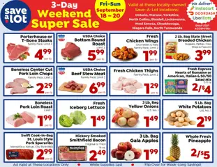 Preview of Save a Lot weekly ads valid from 09/18/2026 | Page: 1 | Products: Pork loin, Pork, Apples, Beef