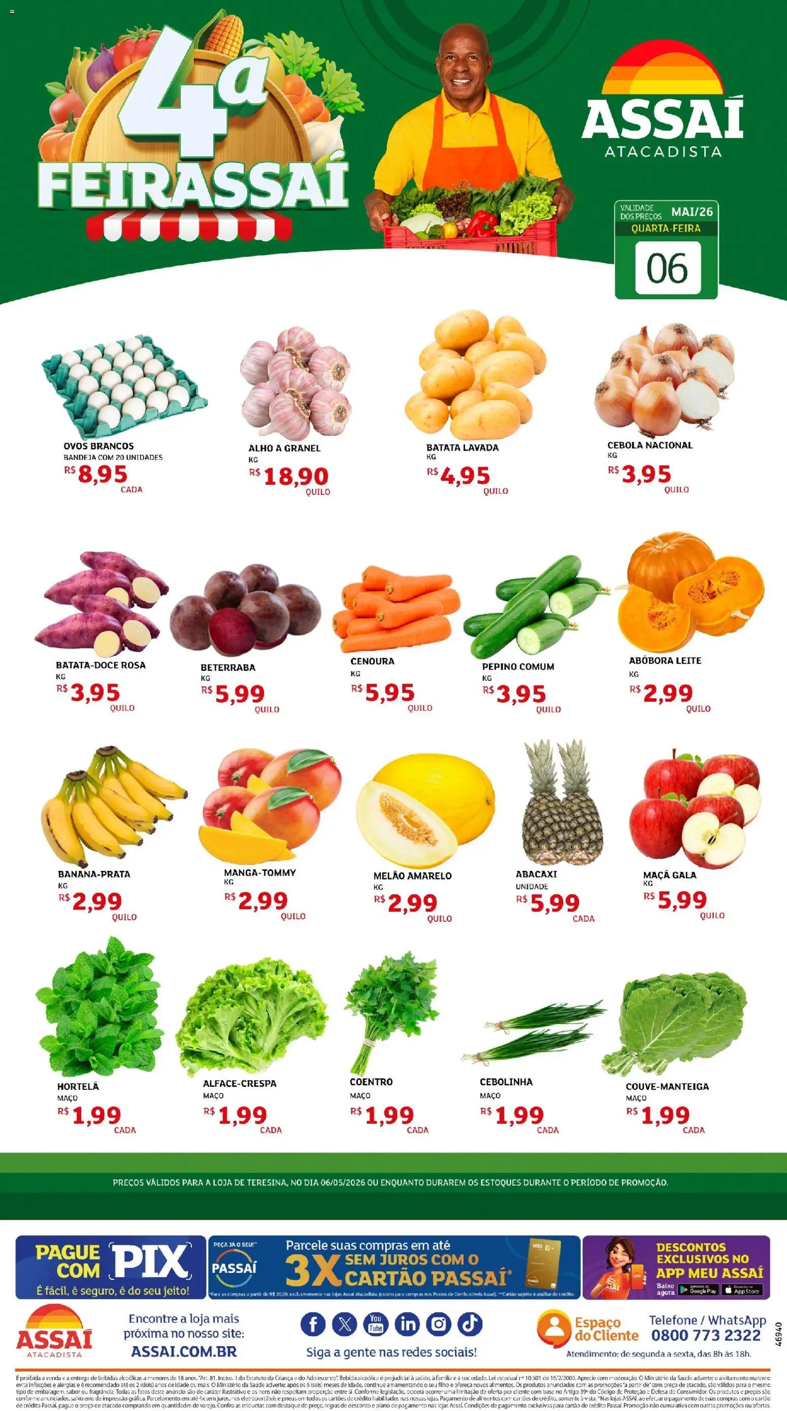 Assaí Atacadista Folheto - válido de 06.05.2026 | Página: 1 | Produtos: Abóbora, Leite, Ovos, Abacaxi