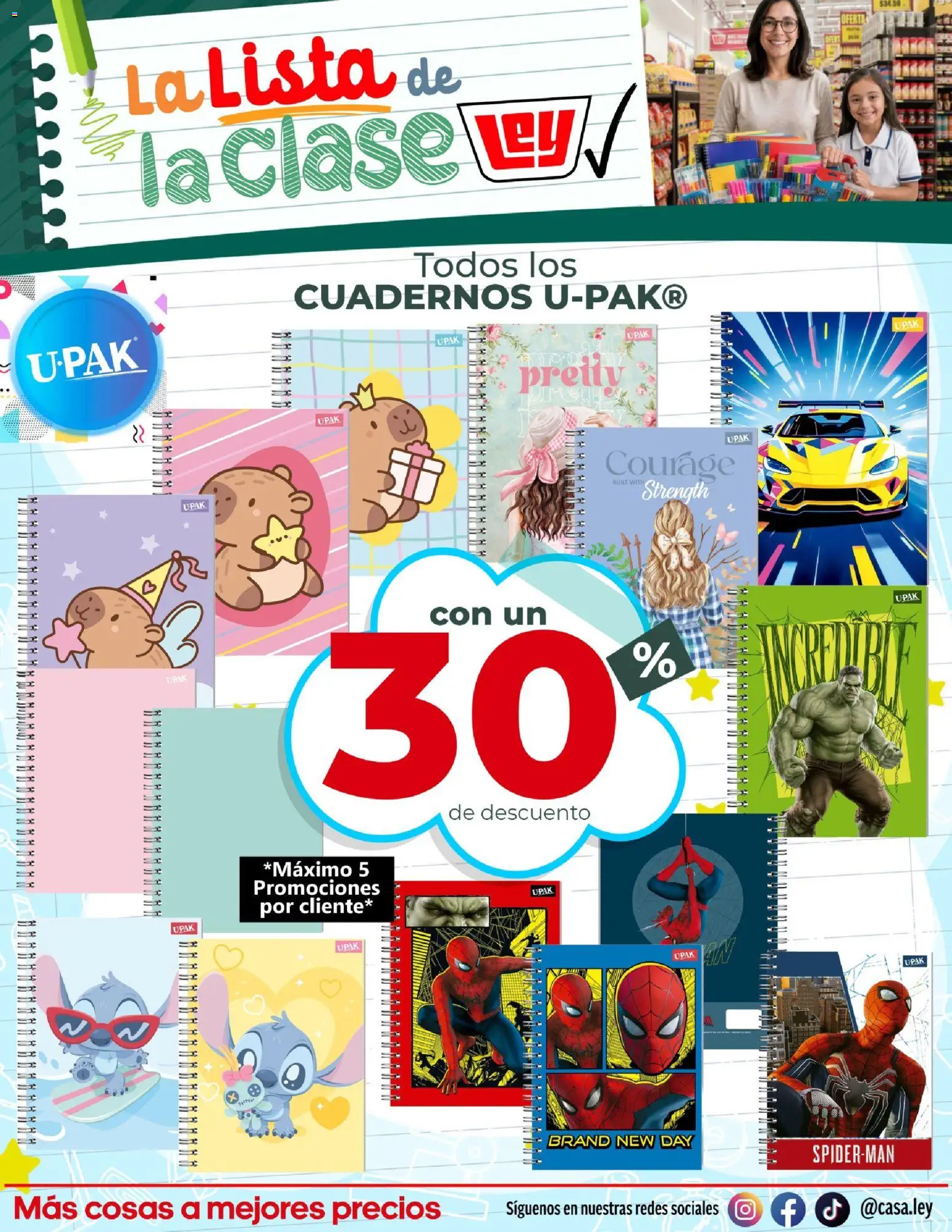 Nuevas ofertas de Casa Ley válidas en toda la República Mexicana desde el 29/08/2026. ¡Encuentra las mejores ofertas en Casa Ley folleto La Lista de la Clase! | Página: 7 | Productos: Cuadernos