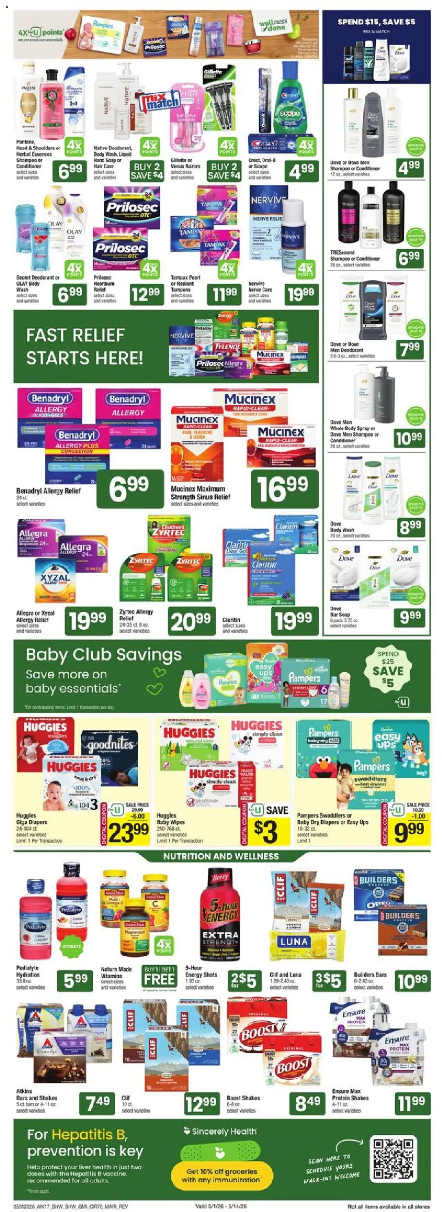 Shaw's Weekly Ad - RI - valid from 08.05.2026 | Page: 6 | Products: Deodorant, Bar Soap, Body Wash, UPS