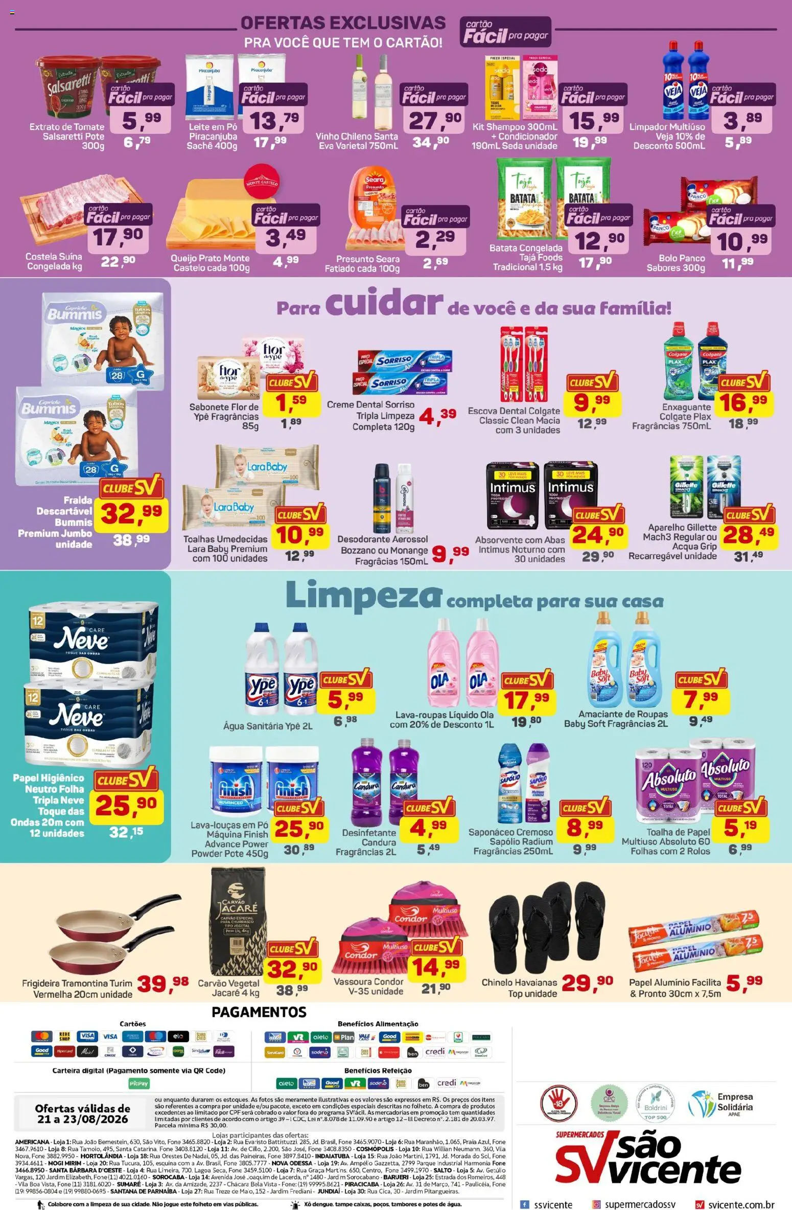 Supermercados São Vicente Folheto - válido de 21/08/2026 | Página: 4 | Produtos: Frigideira, Vinho, Creme, Absorvente
