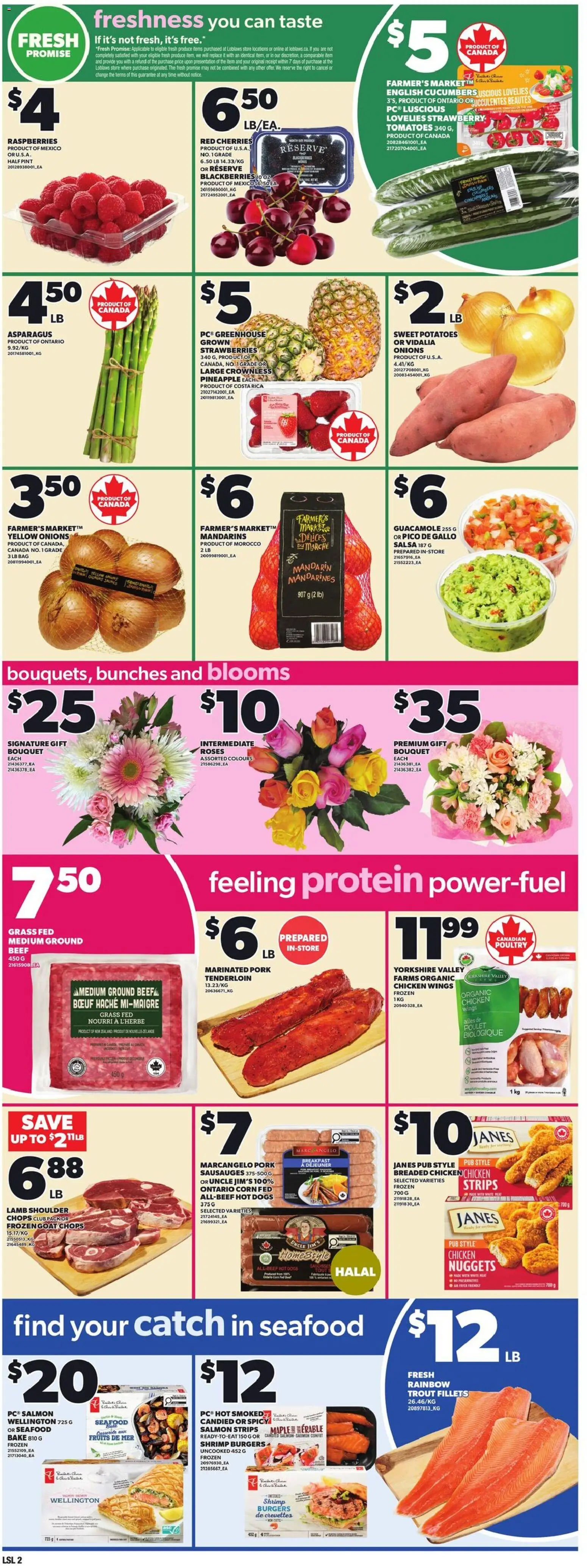 Loblaws flyer valid from 28.05.2026 | Page: 5 | Products: Beef, Strawberries, Cucumbers, Potatoes