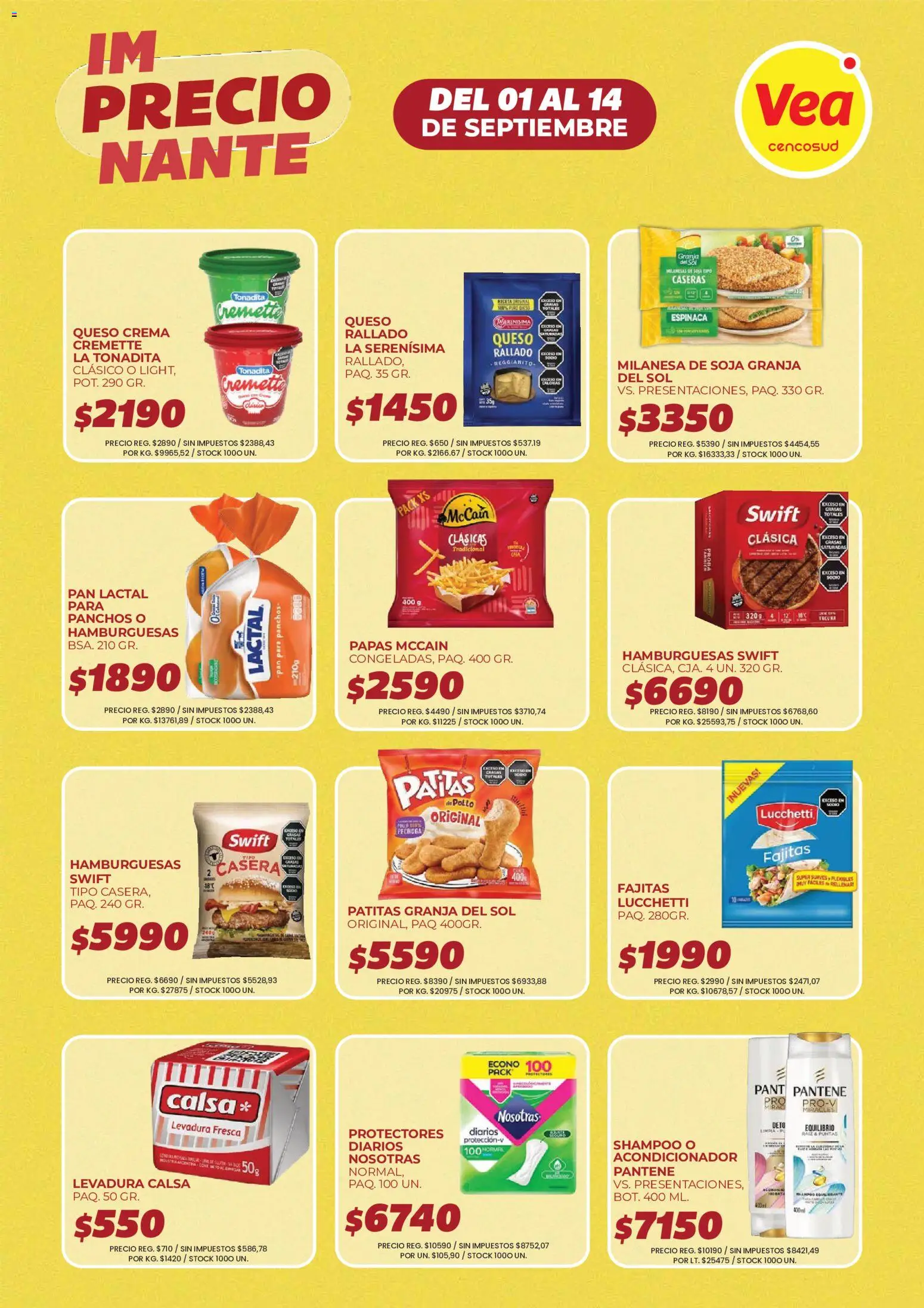 Vea - Folleto imPRECIOnante | Córdoba │ válido desde el 01/09/2026 | Página: 11 | Productos: Papas, Pan lactal, Salchichas, Protectores diarios