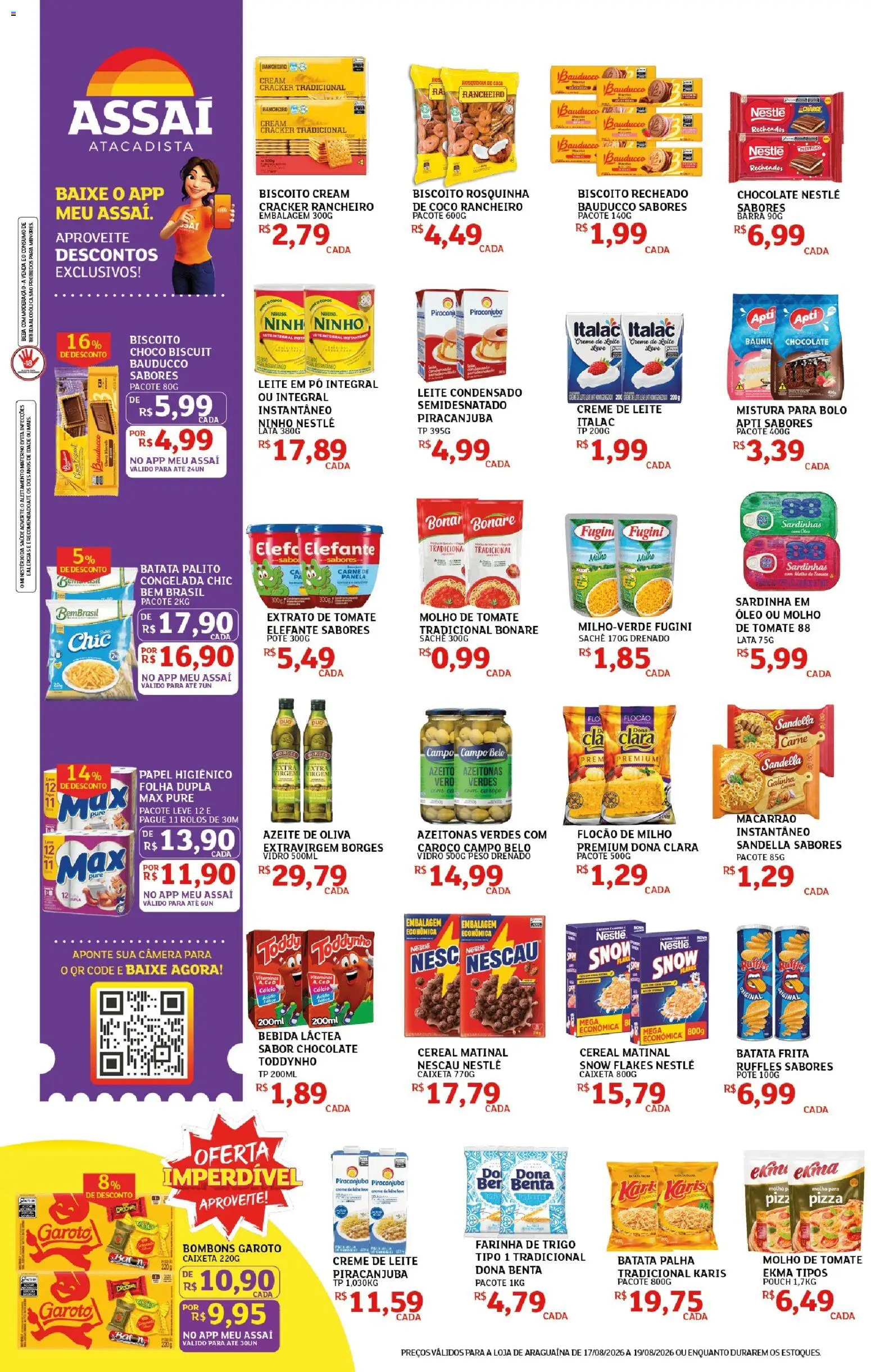 Assaí Atacadista Folheto - válido de 17/08/2026 | Página: 2 | Produtos: Chocolate, Bolo, Azeite de oliva, Biscoito recheado
