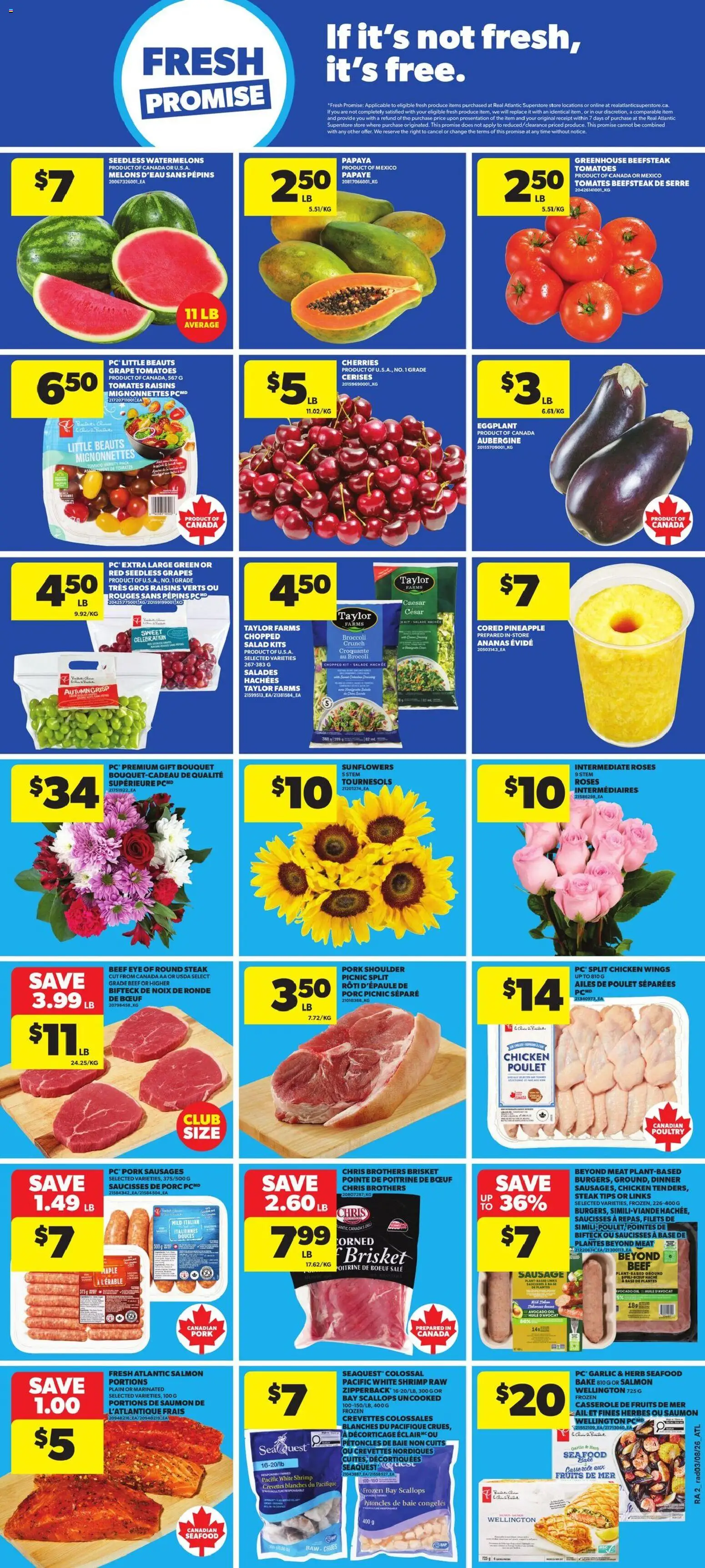 Atlantic Superstore flyer valid from Aug 6, 2026 | Page: 3 | Products: Beef, Pineapple, Salad, Chicken