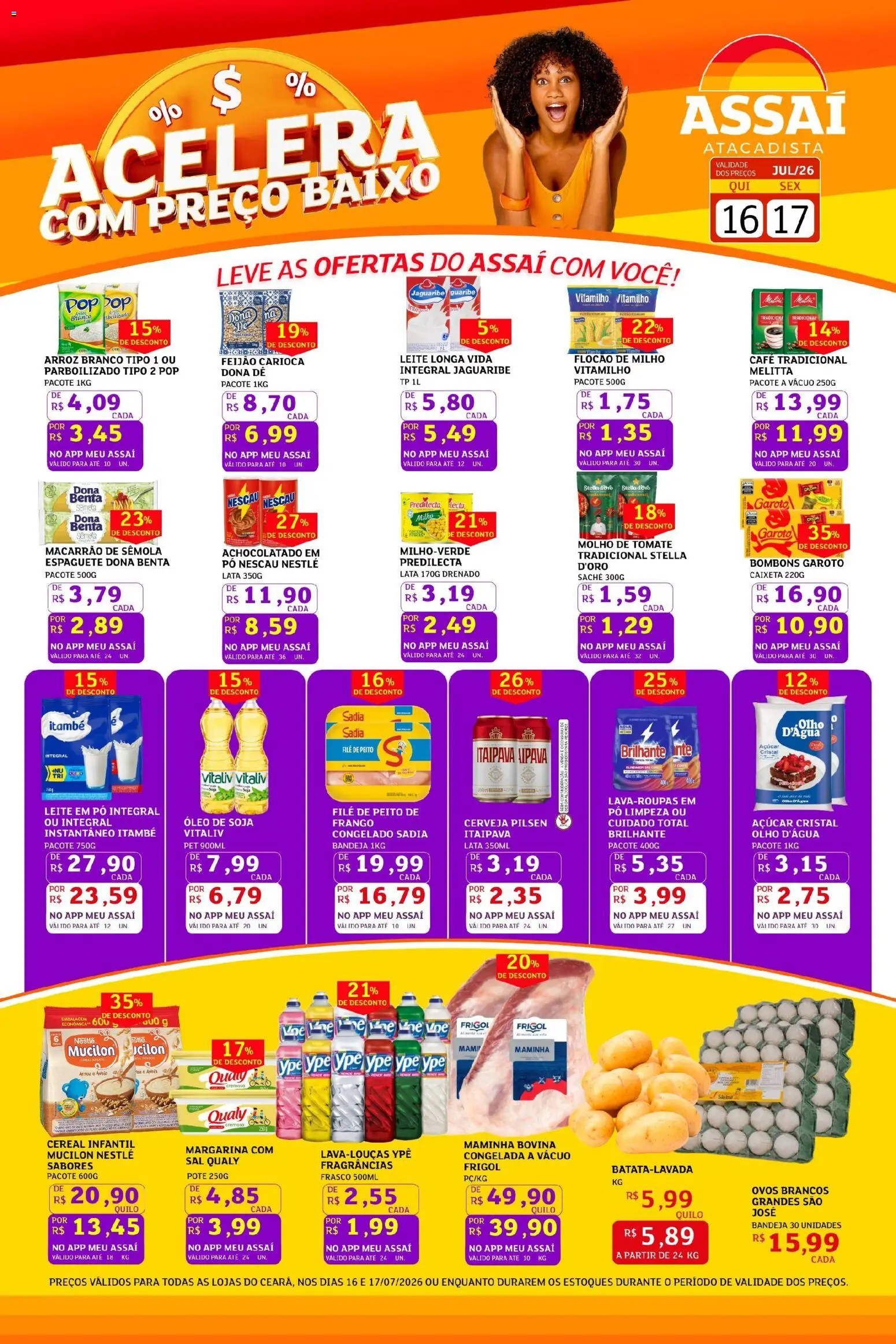 Assaí Atacadista Folheto - válido de 16/07/2026 | Página: 1 | Produtos: Feijão, Nescau, Molho de tomate, Leite