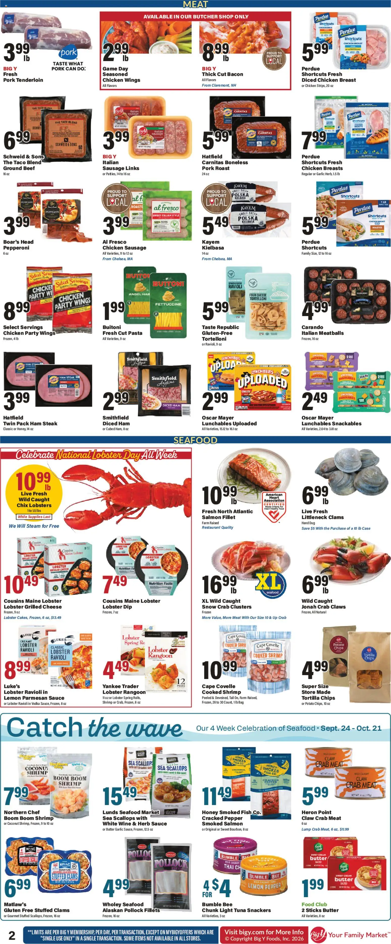 Big Y Weekly Ad - valid from 09/24/2026 | Page: 3 | Products: Chicken breasts, Parmesan, Steak, Salmon