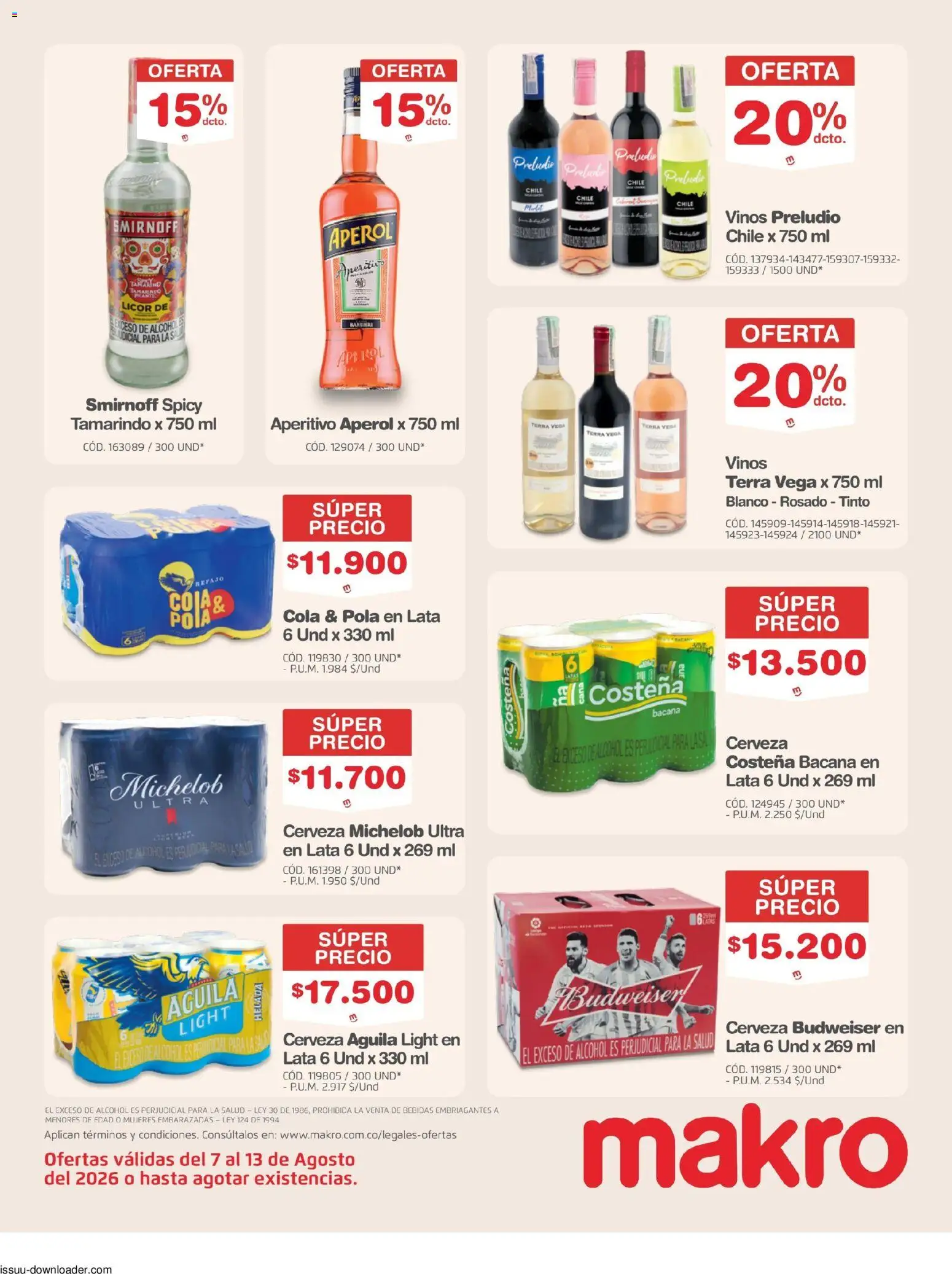 Makro revista - valida desde el 07/08/2026 | Página: 17 | Productos: Bebidas, Sal, Alcohol, Cerveza