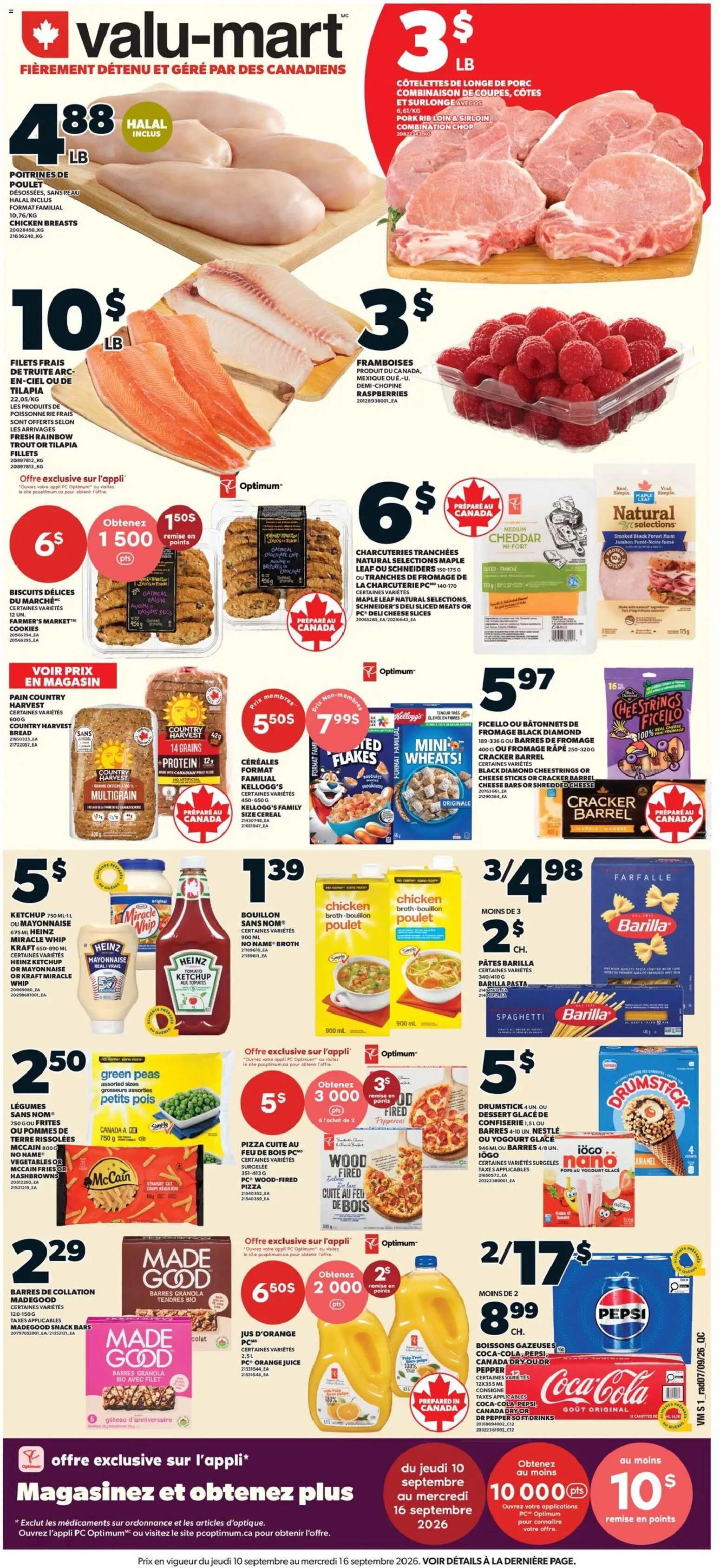 Valu Mart flyer valid from Sep 10, 2026 | Page: 1 | Products: Pasta, Barilla pasta, Broth, Cheese