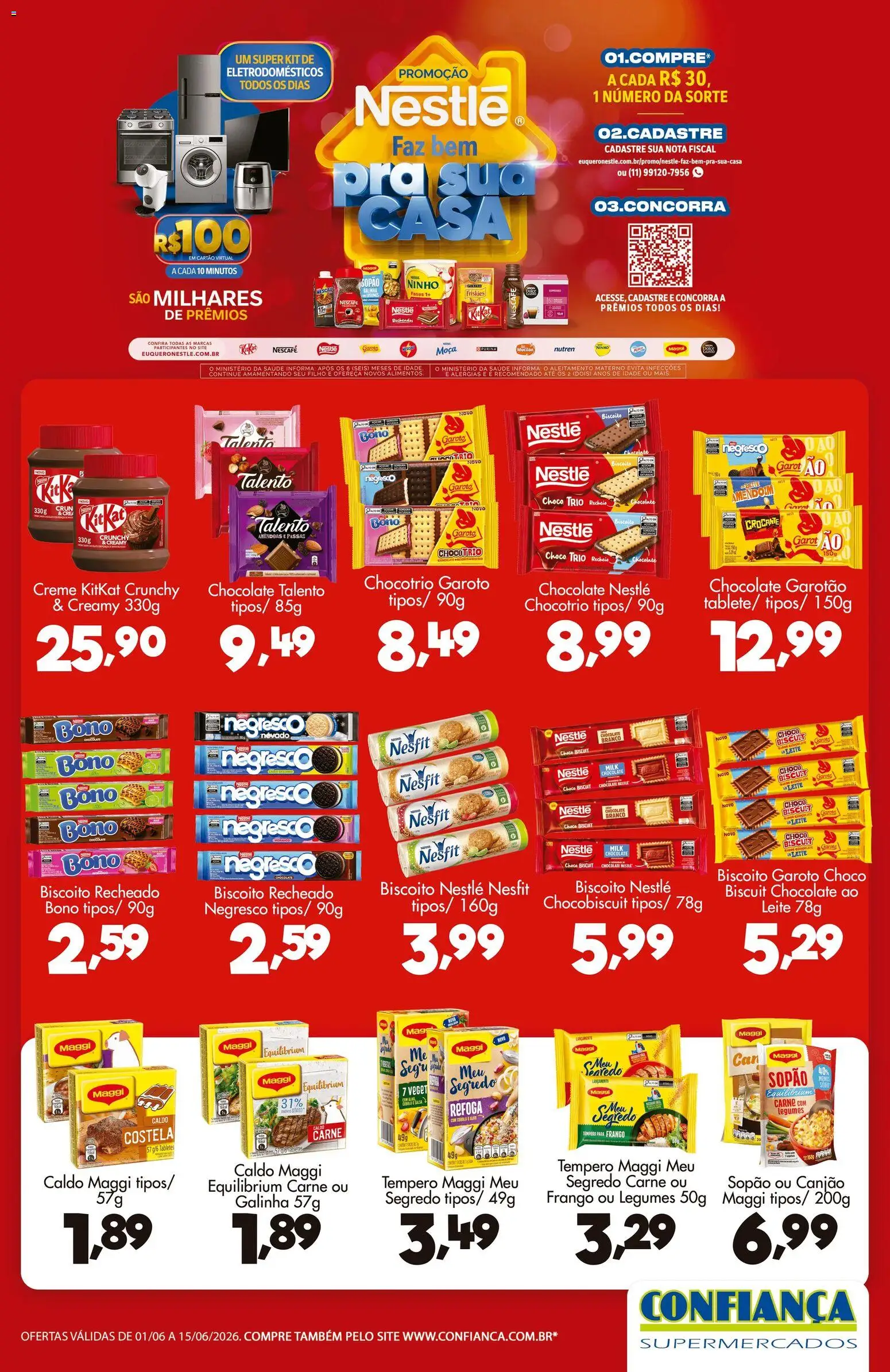 Confiança Folheto - válido de 01.06.2026 | Página: 1 | Produtos: Nescau, Carne, Frango, Biscoito recheado