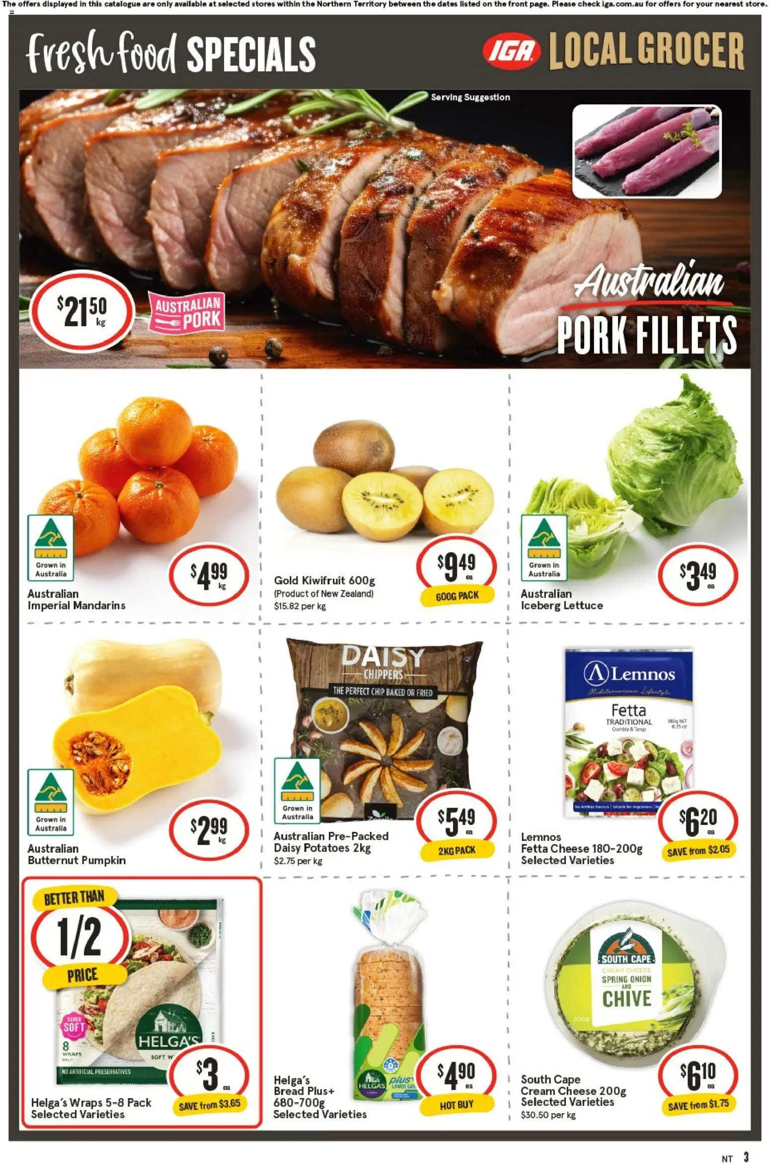 IGA catalogue - valid from 13.05.2026 | Page: 4 | Products: Kiwifruit, Mandarins, Cream, Pumpkin