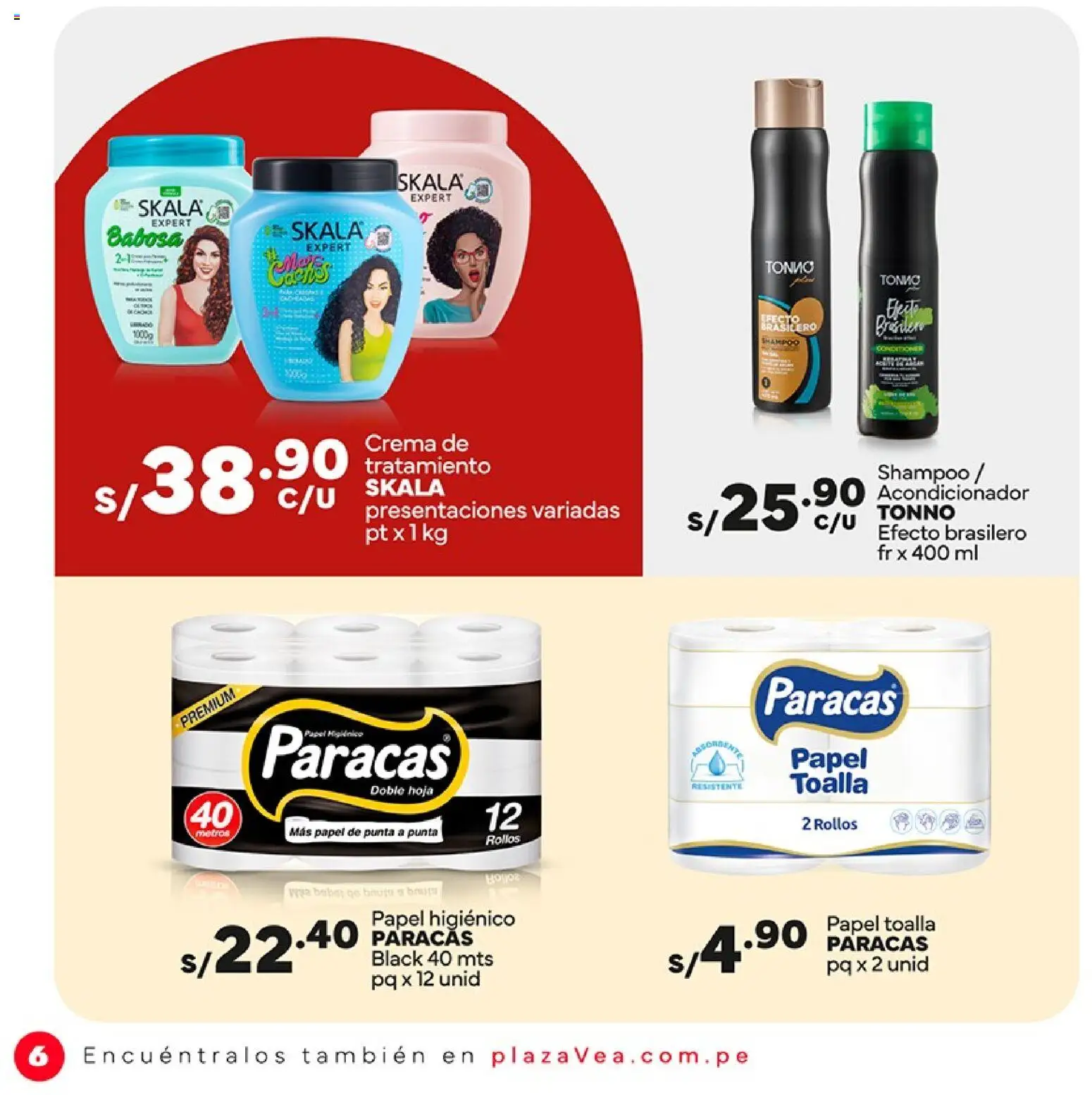 Catálogo Plaza Vea válido desde 01/09/2026 | Página: 6 | Productos: Shampoo, Acondicionador, Papel higiénico, Toalla