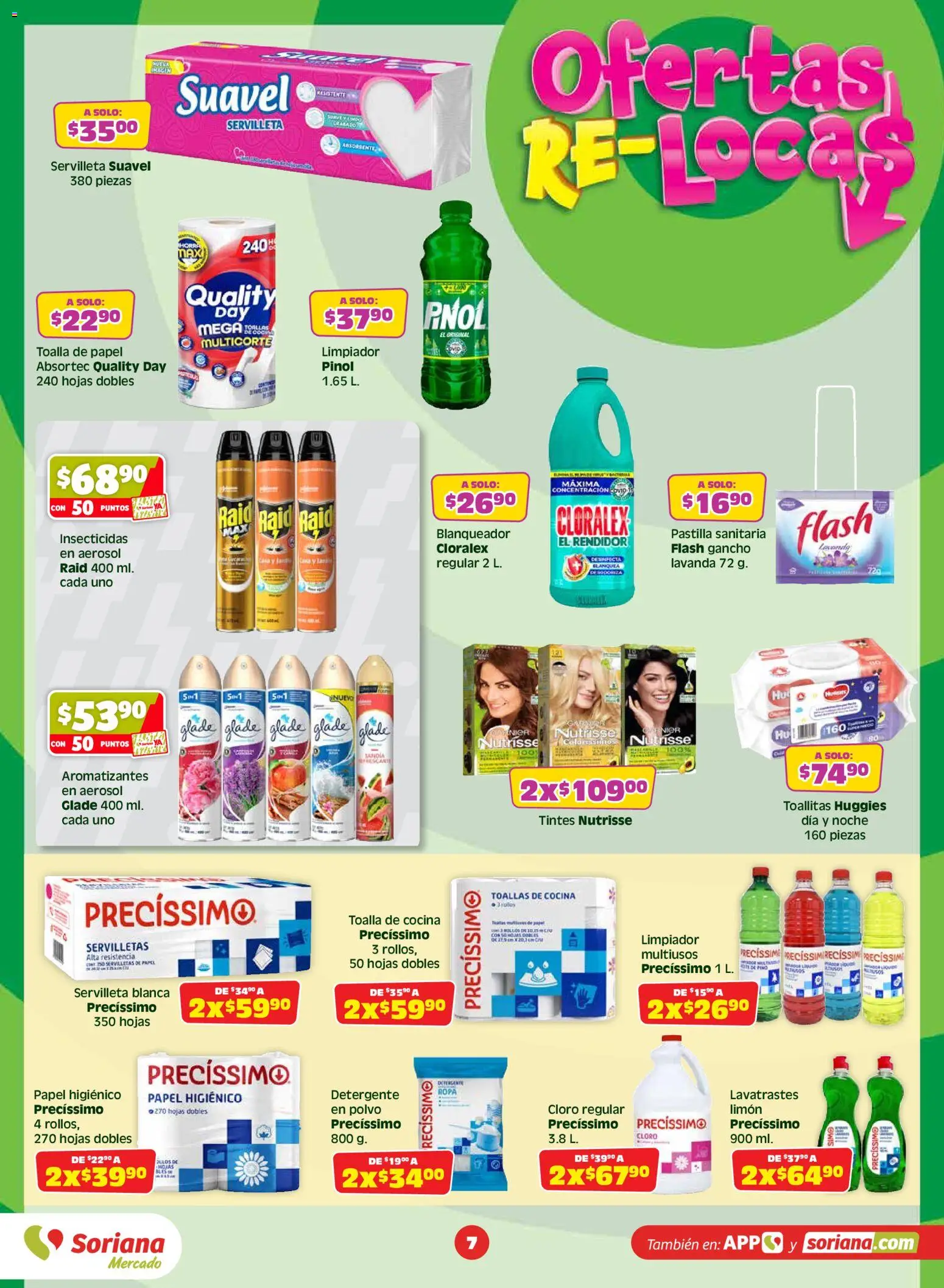 Nuevas ofertas de Soriana válidas en toda la República Mexicana desde el 10/07/2026. ¡Encuentra las mejores ofertas en Soriana Julio Regalado Mercado Nacional! | Página: 7 | Productos: Limón, Cocina, Cloro, Toallas