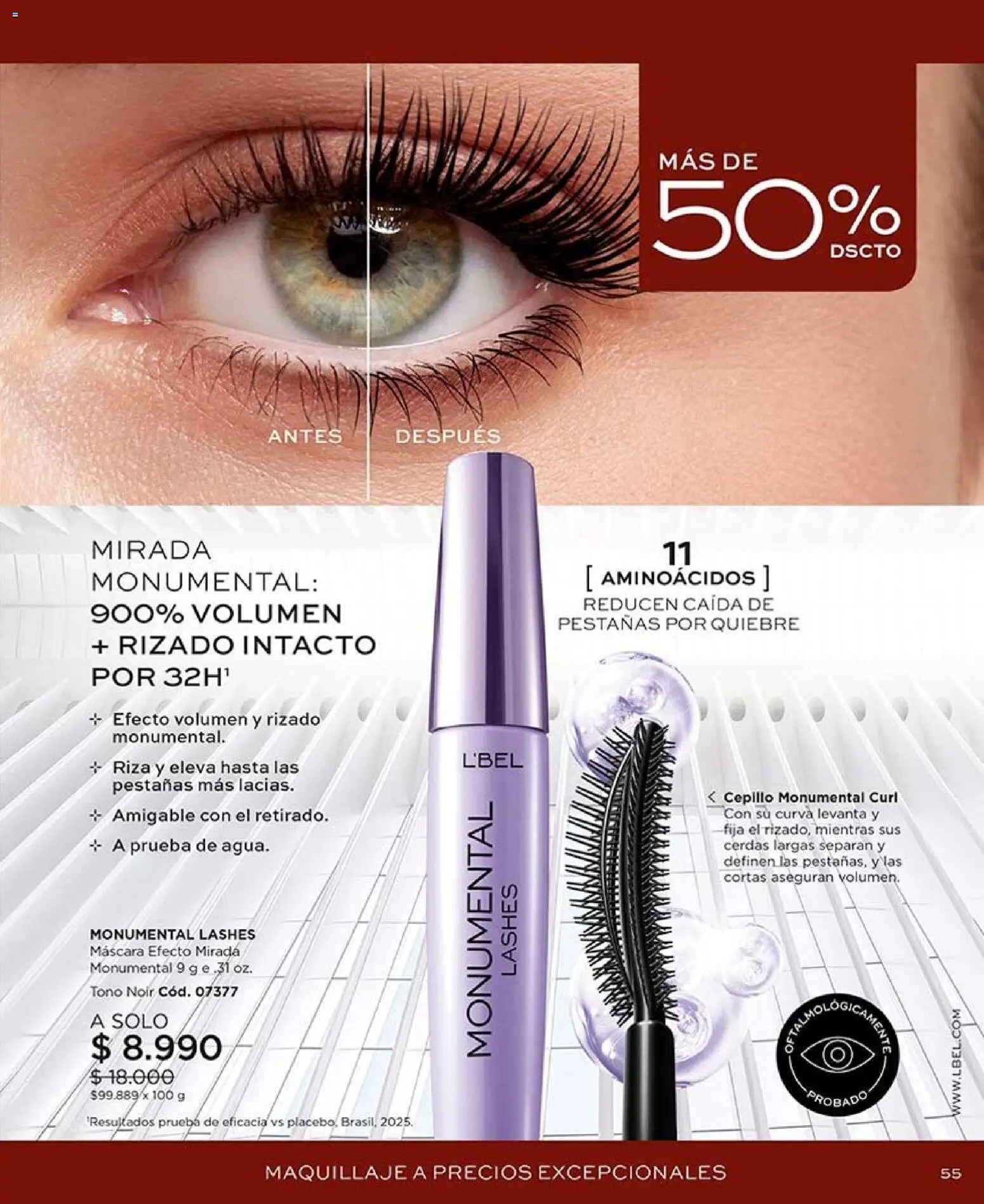 Catálogo L'Bel Campaña 15 │ válido desde el 06.09.2026 | Página: 55 | Productos: Maquillaje, Cepillo, Máscara