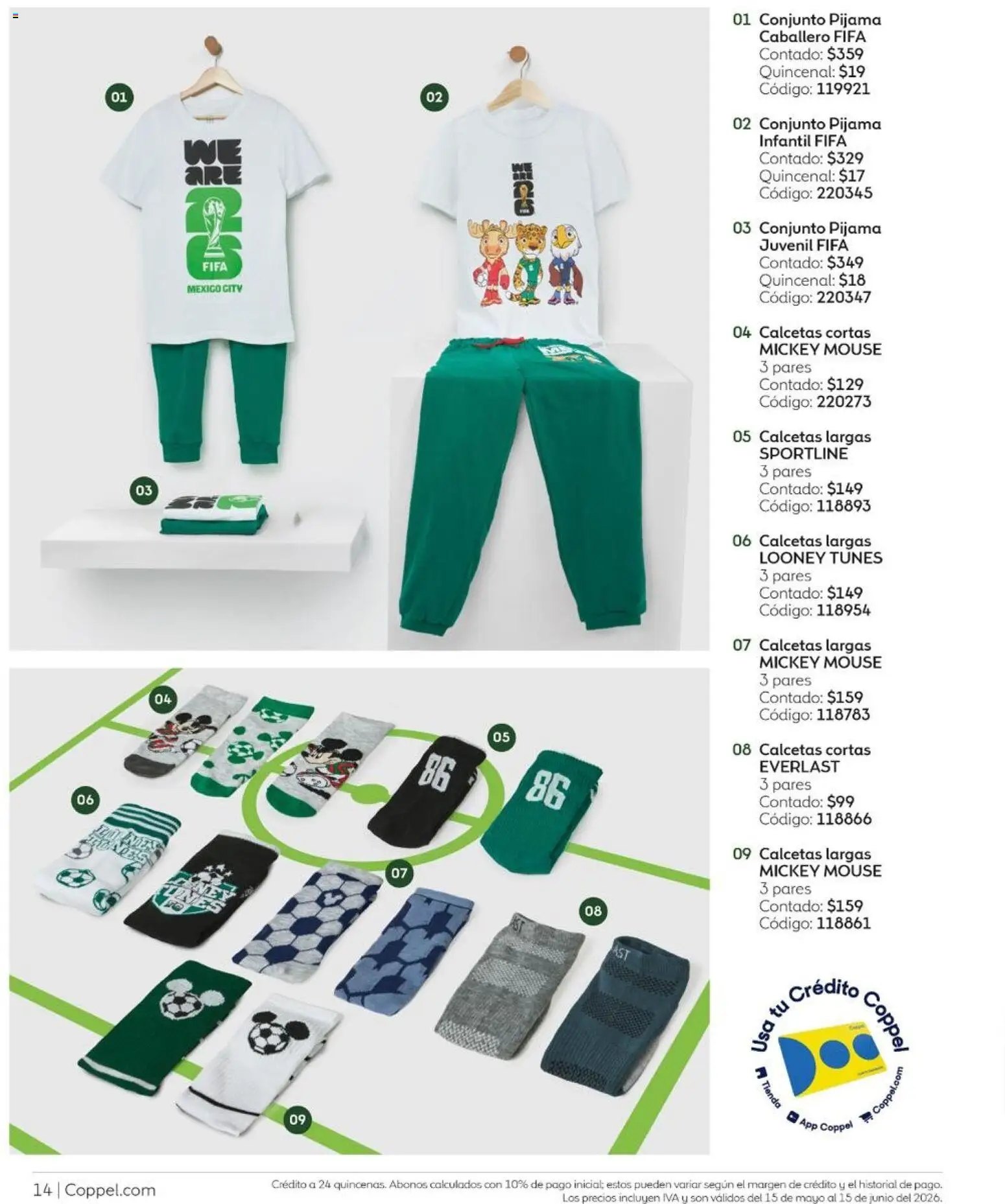 Nuevas ofertas de Coppel válidas en toda la República Mexicana desde el 01.05.2026. ¡Encuentra las mejores ofertas en Coppel catálogo Ganamos! | Página: 14 | Productos: Calcetas, Pijama, Mouse, Conjunto