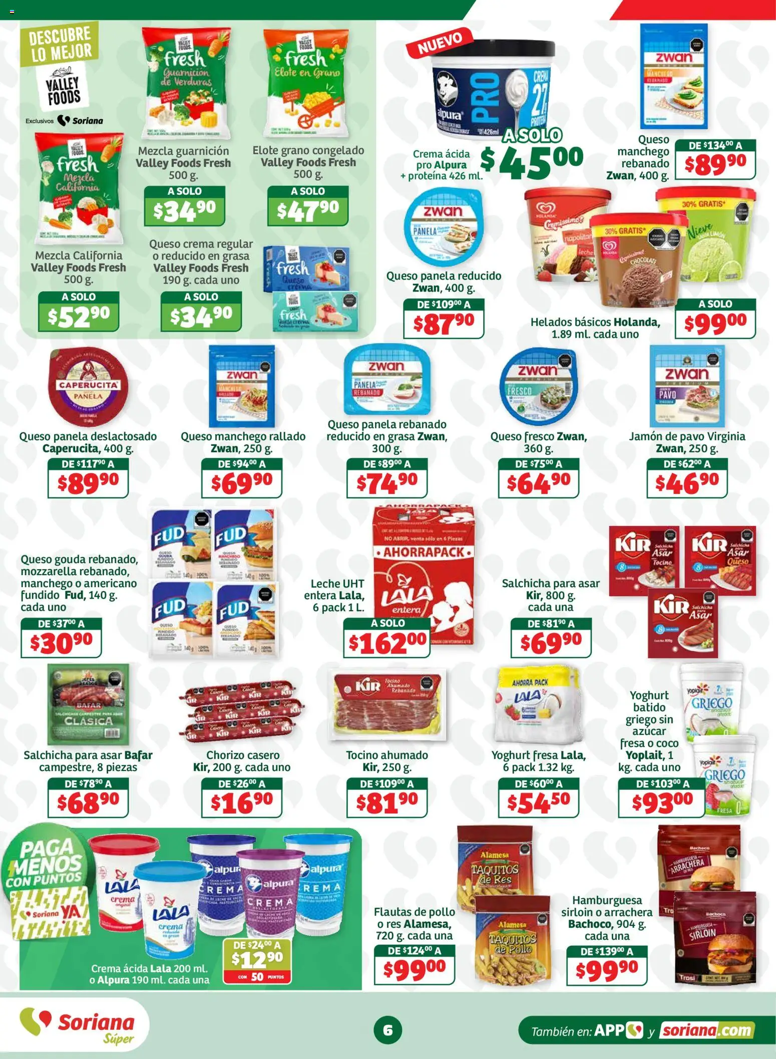 Nuevas ofertas de Soriana válidas en toda la República Mexicana desde el 11/09/2026. ¡Encuentra las mejores ofertas en Soriana Súper - En México oferta se dice Soriana Súper Nacional! | Página: 6 | Productos: Leche UHT, Salchicha, Pan, Jamón