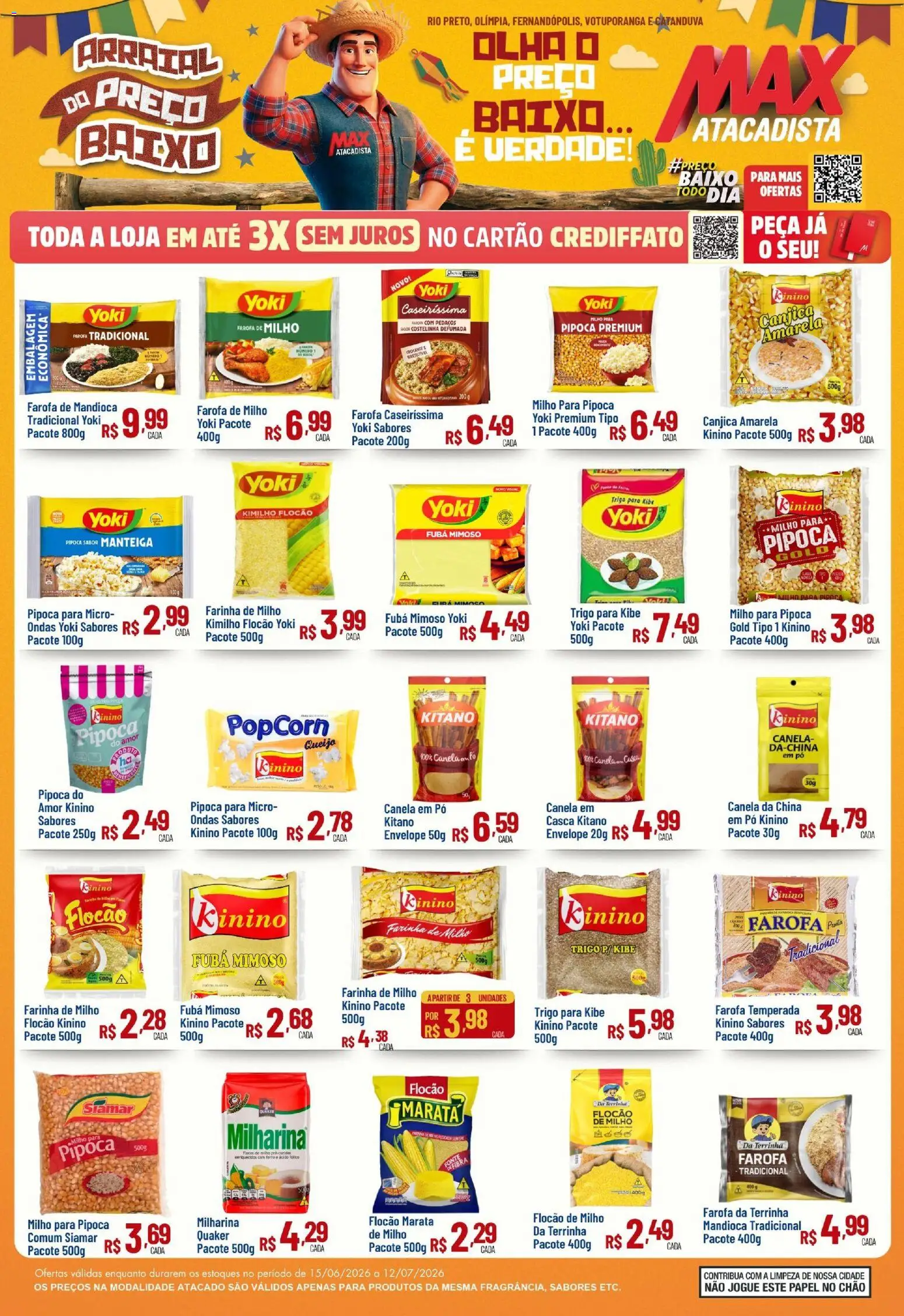 Max Atacadista Folheto - válido de 15.06.2026 | Página: 1 | Produtos: Mandioca, Fubá, Envelope, Pipoca