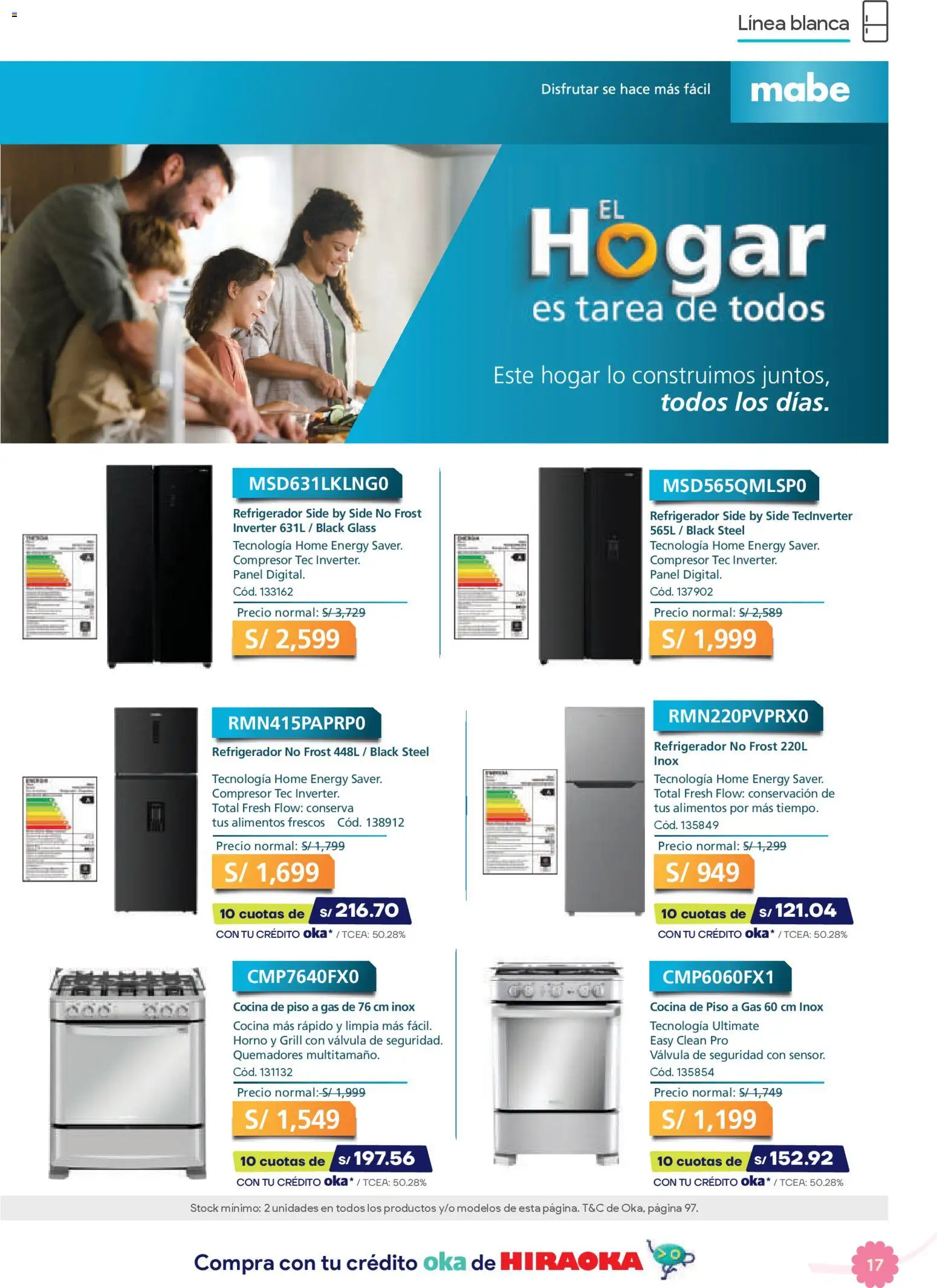 Catálogo Hiraoka válido desde 25.04.2026 | Página: 17 | Productos: Refrigerador, Horno, Cocina