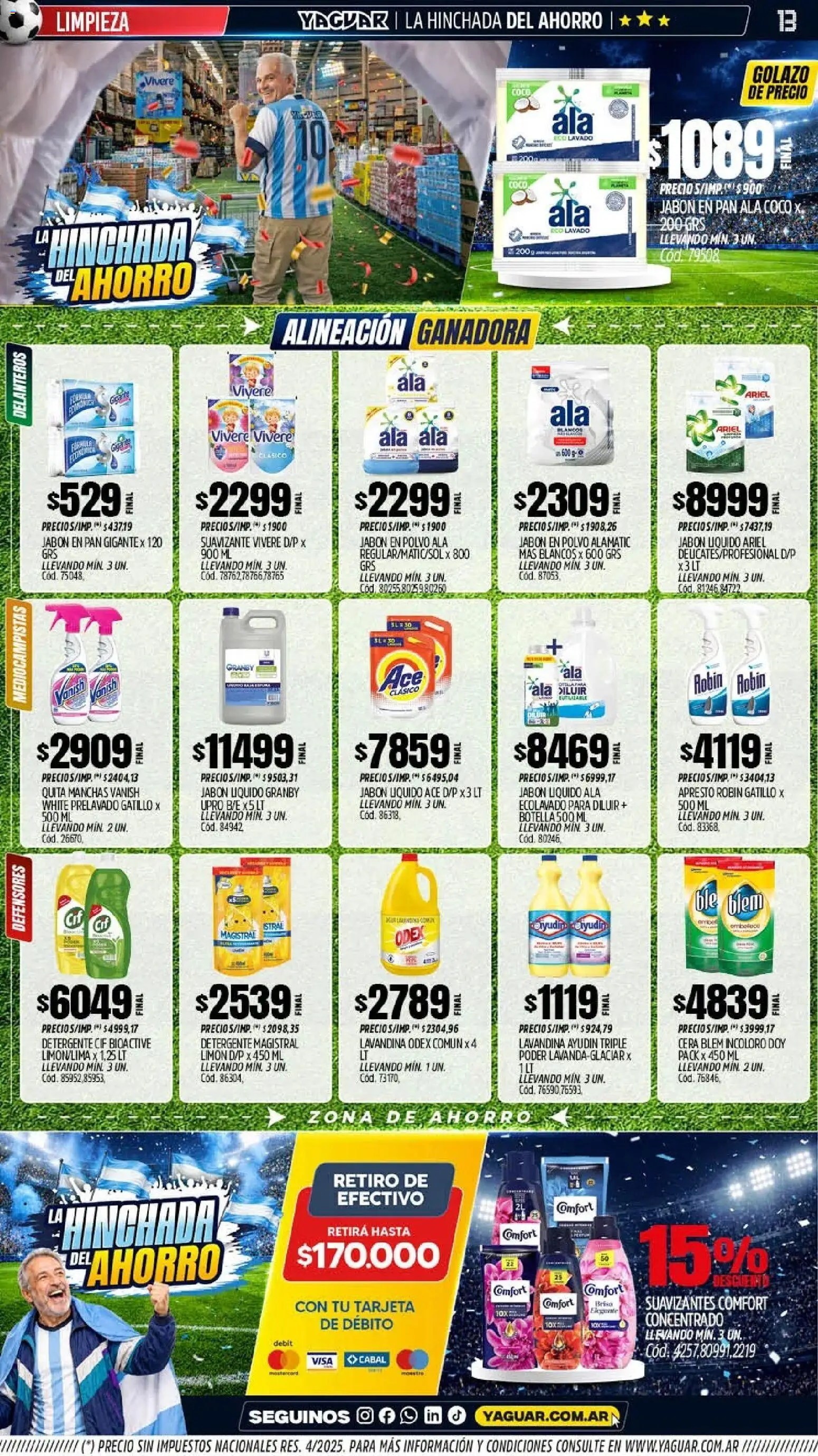 Yaguar - Oferta Semanal Parque Chacabuco │ válido desde el 15.06.2026 | Página: 13 | Productos: Lavandina, Jabón líquido, Jabón en polvo, Pan