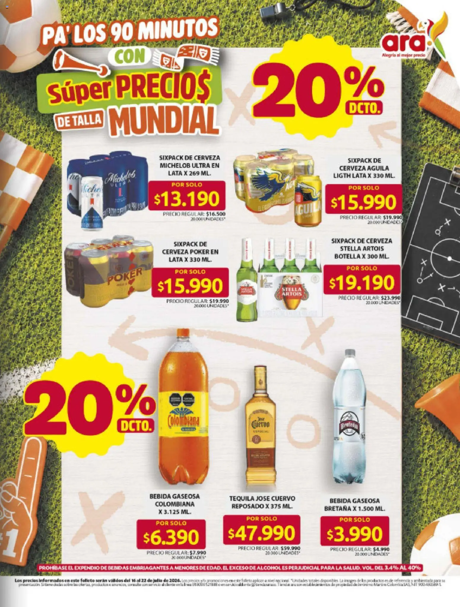 Ara revista - valida desde el 16/07/2026 | Página: 3 | Productos: Gaseosa, Botella, Tequila, Cerveza