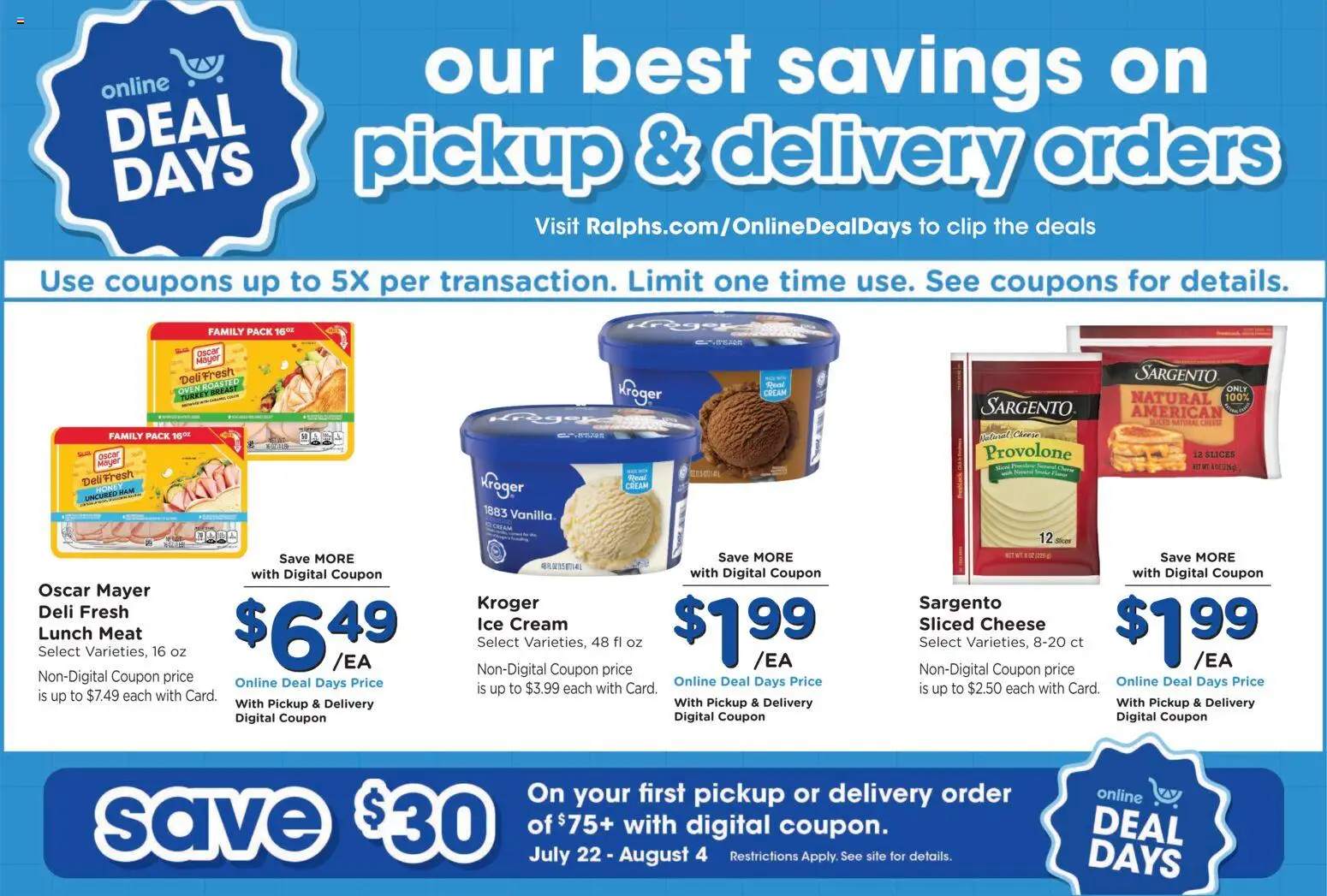 Ralphs Weekly Ad - valid from 07/29/2026 | Page: 8 | Products: Cheese, Ham, Cream, Ice cream