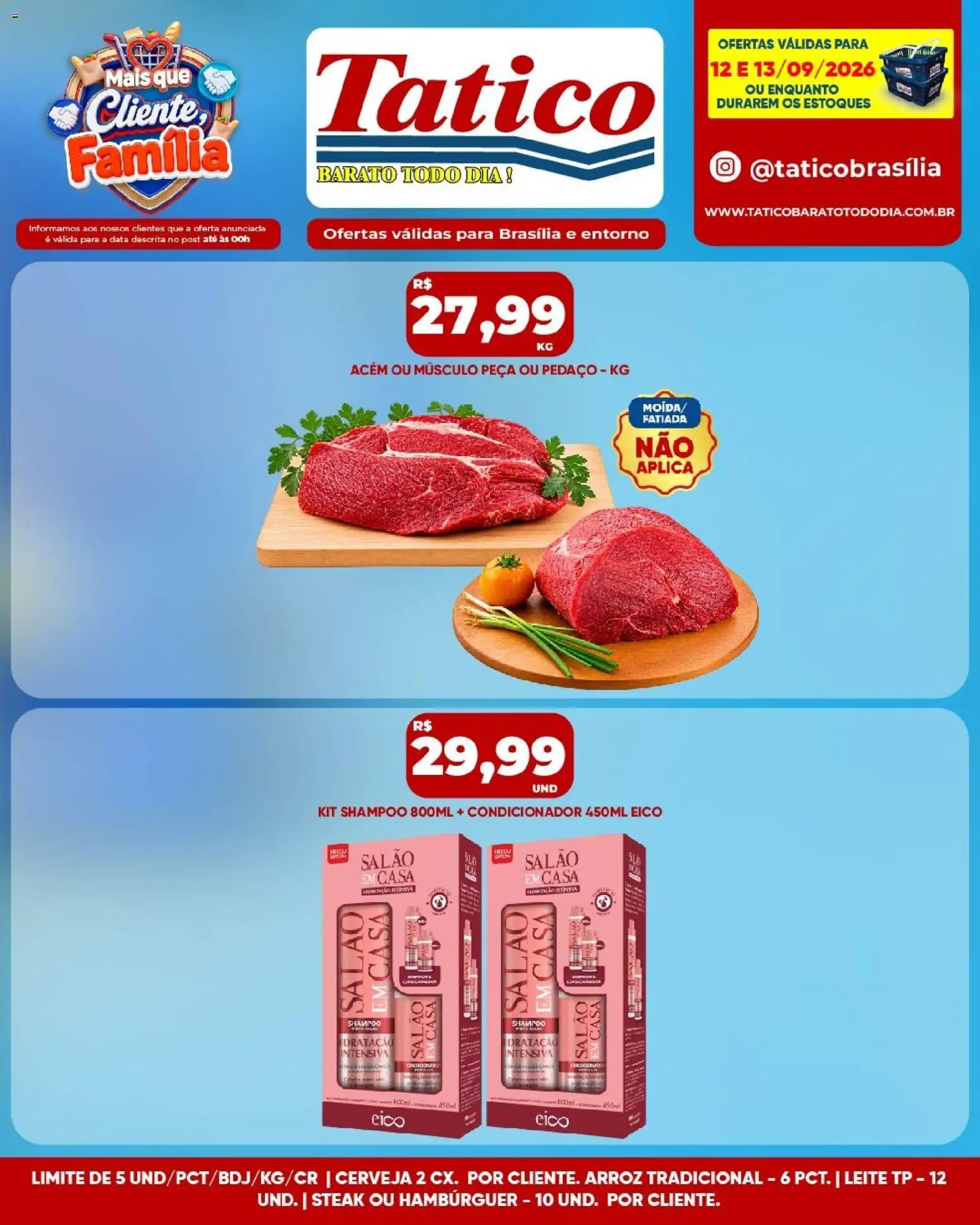 Tatico Folheto - válido de 12/09/2026 | Página: 12 | Produtos: Steak, Condicionador, Acém, Cerveja