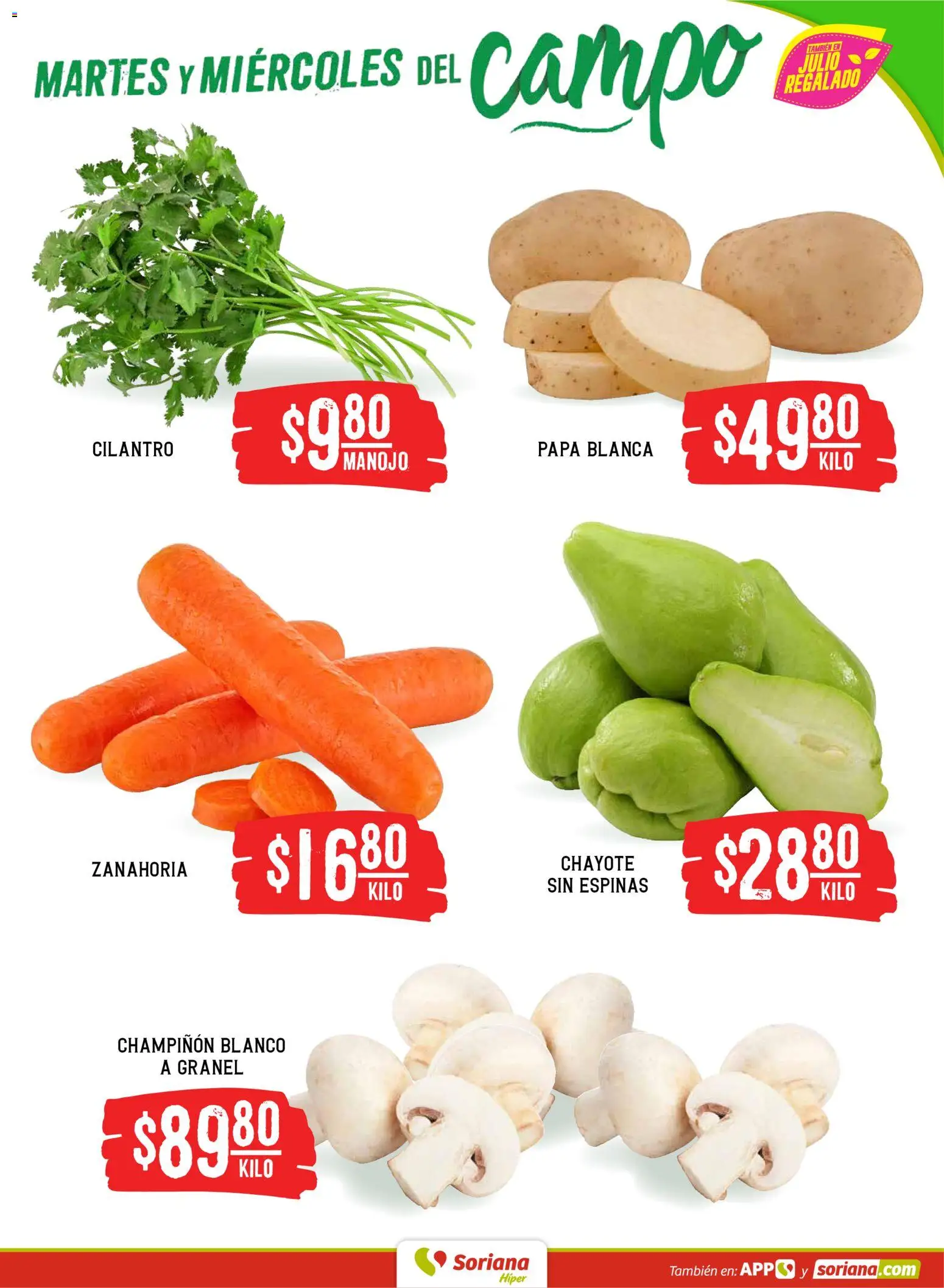 Nuevas ofertas de Soriana válidas en toda la República Mexicana desde el 23/06/2026. ¡Encuentra las mejores ofertas en Soriana Martes y Miércoles del Campo Híper: Nuevo León, Ciudad Victoria y Tampico! | Página: 3 | Productos: Papa, Zanahoria