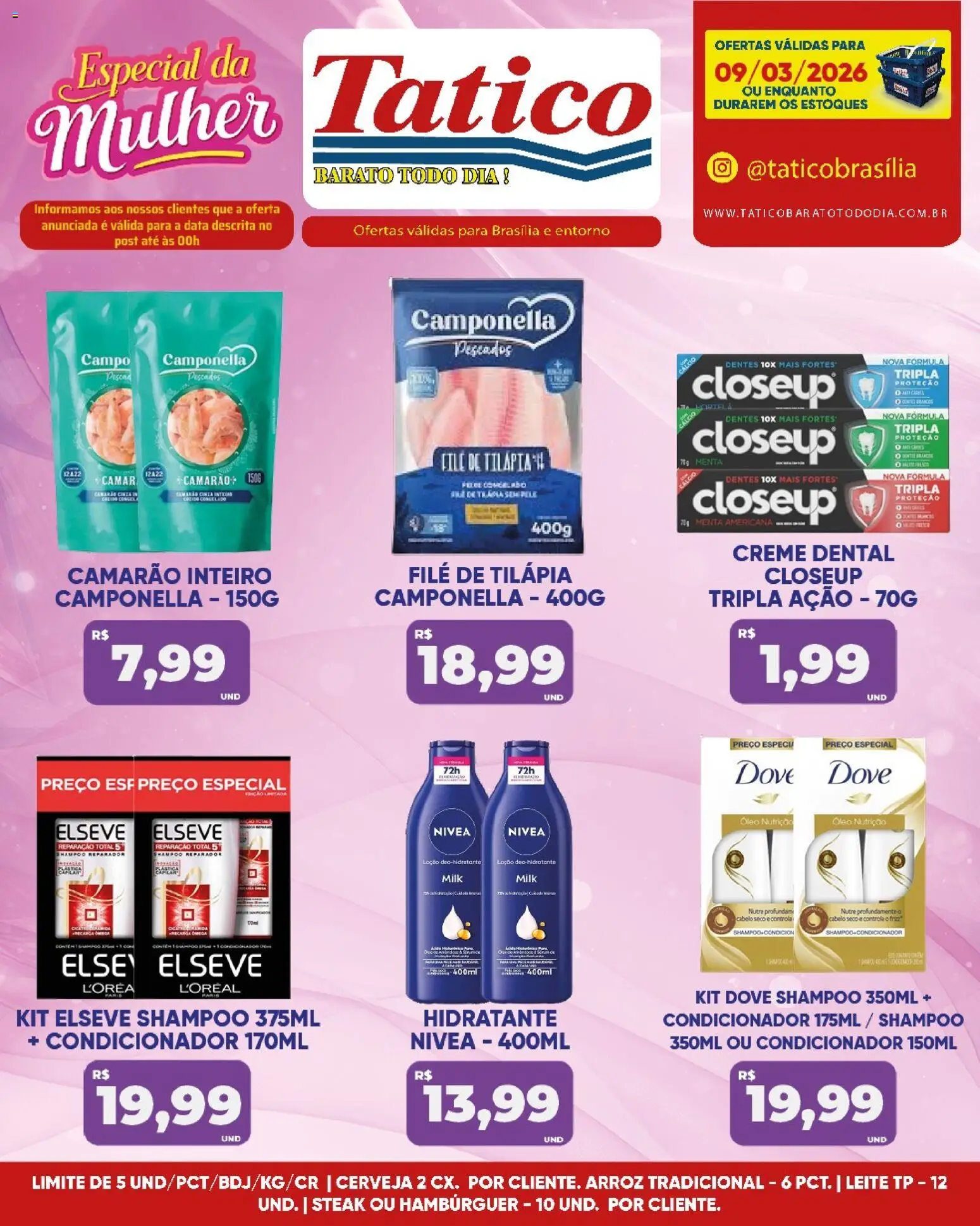 Tatico Folheto - válido de 09.03.2026 | Página: 11 | Produtos: Shampoo, Condicionador, Camarão, Hambúrguer
